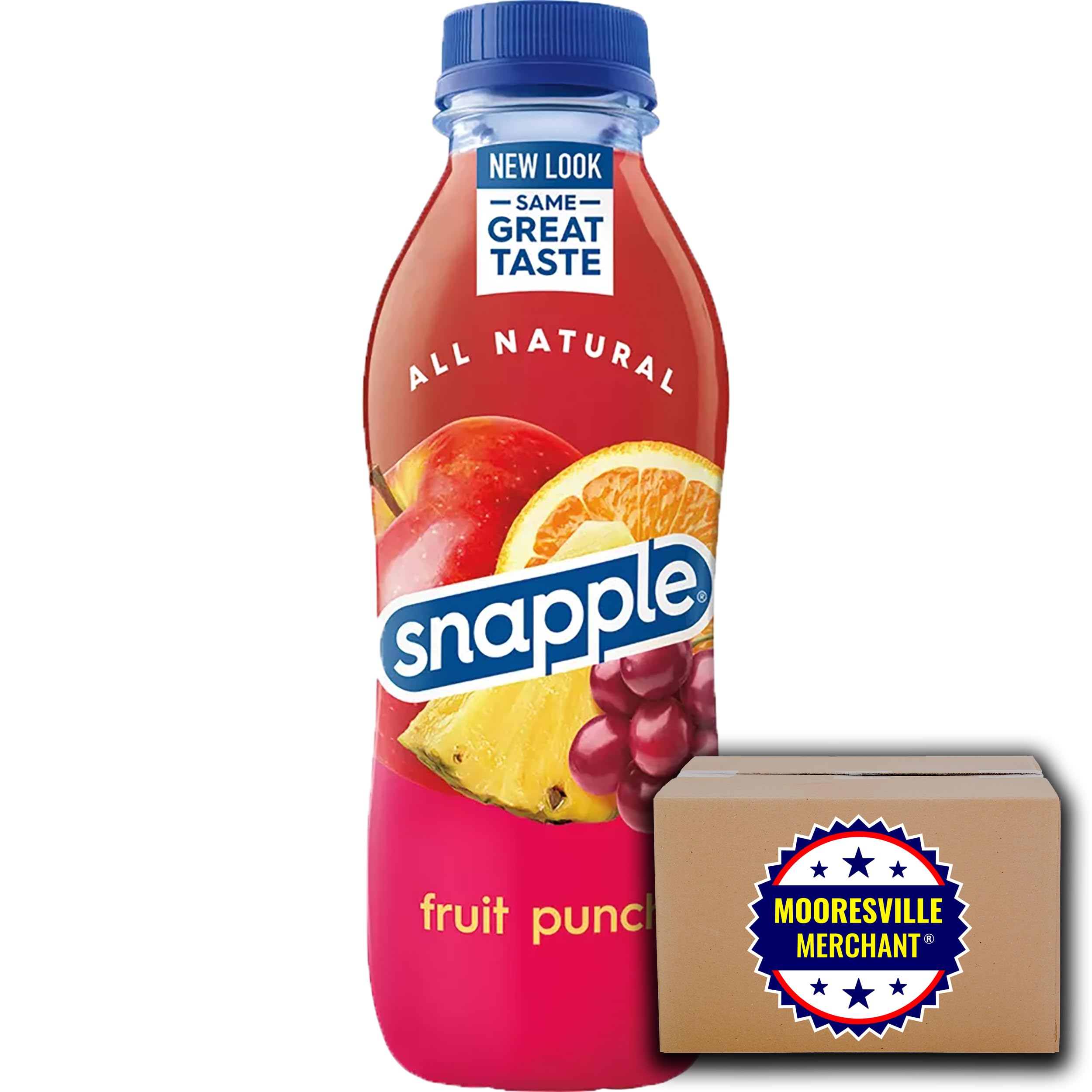 Refreshing Fruit Punch Juice Drink - 16 fl oz (24 Pack) | Bulk Plastic Bottles with Mooresville Merchant Decal | Perfect for Parties, School Lunches & Office Snacks