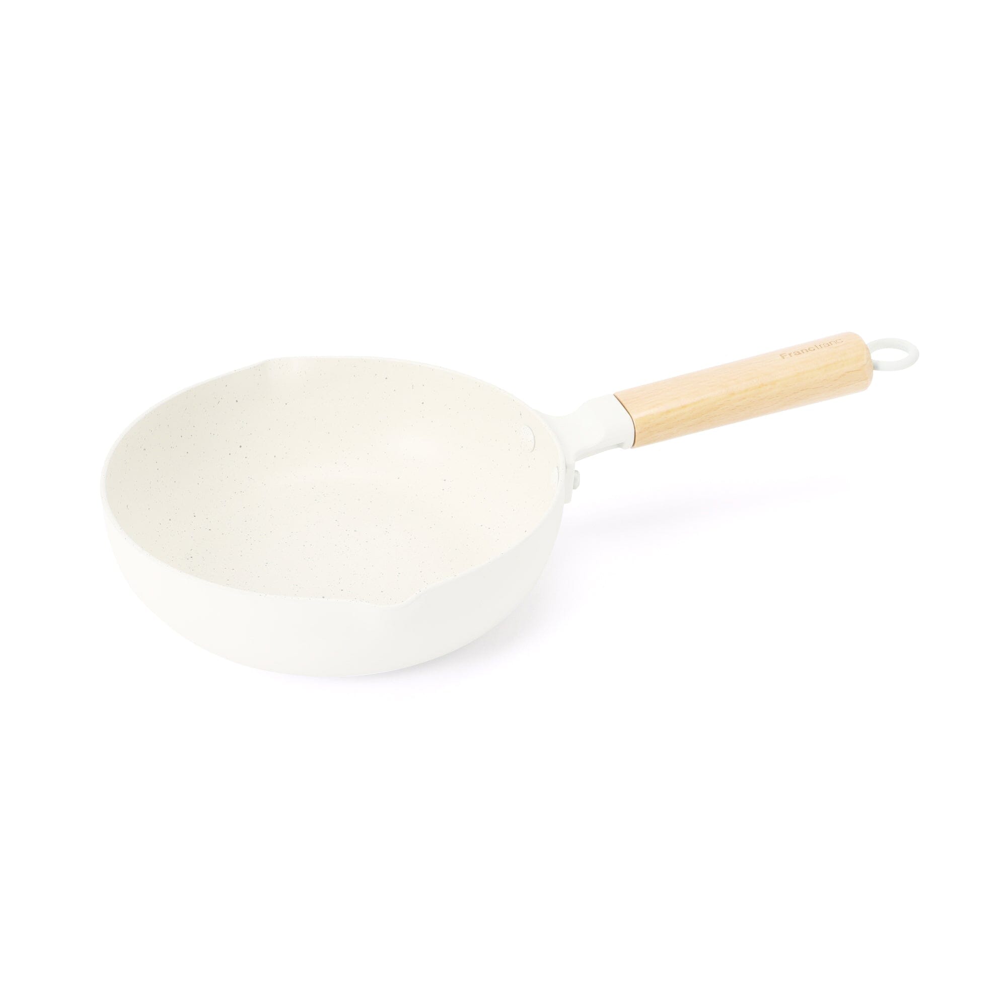 **20cm Ivory Deep Frying Pan - IH & Direct Fire Compatible - Perfect for Stir-Frying, Searing & Deep Frying at Home**
