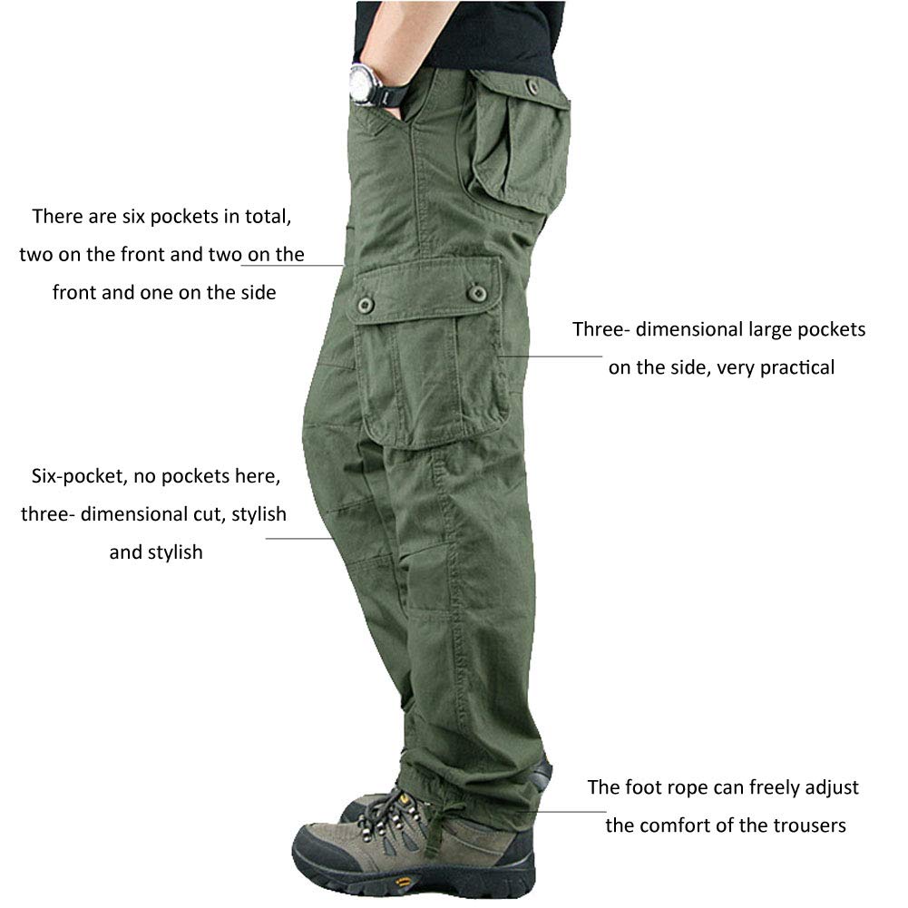 Lilychan Men's Lightweight Cargo Pants - Hiking, Army Combat & Work Pants with 6 Pockets - Durable Outdoor & Casual Wear for Adventure, Travel & Daily Use
