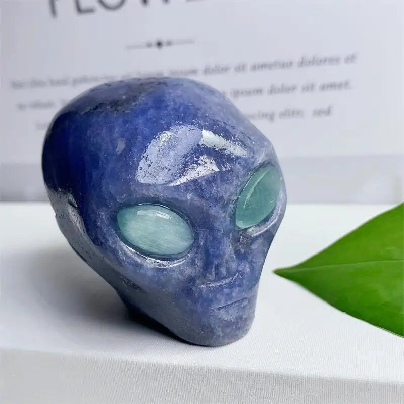 2 Inch Natural Blue Sodalite Alien Skull Crystal Carving - Healing Energy Stone for Meditation, Reiki & Spiritual Practice - Unique Home Decor & Gift for Crystal Collectors (1PC)