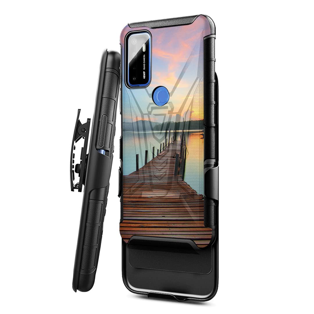 Military Shockproof Phone Case for Cricket Dream 5G & AT&T Radiant Max 5G - Heavy Duty Kickstand Holster with Belt Clip | Rugged Protective Cover for Outdoor Activities, Hiking, and Daily Use