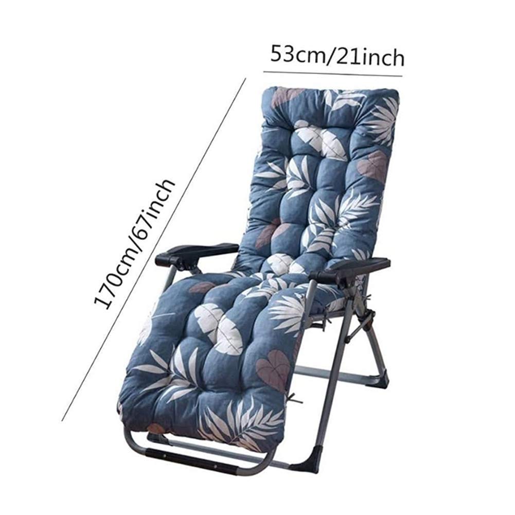 67 Inch Outdoor Lounge Chair Cushion - Waterproof Floral Print Patio Cushion with Non-Slip Back & Ties - High Back Support for Garden, Poolside, Deck, and Balcony Relaxation