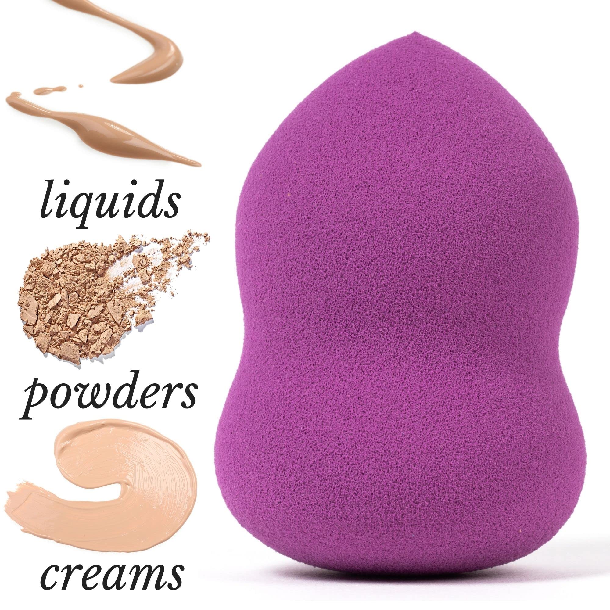 Beauty Junkees Makeup Sponge Blender – Purple Pear Foundation Sponge for Liquid, Cream & Powder | Latex-Free Cosmetic Blender for Wet & Dry Application | Perfect for Professional Makeup & Everyday Beauty Routine