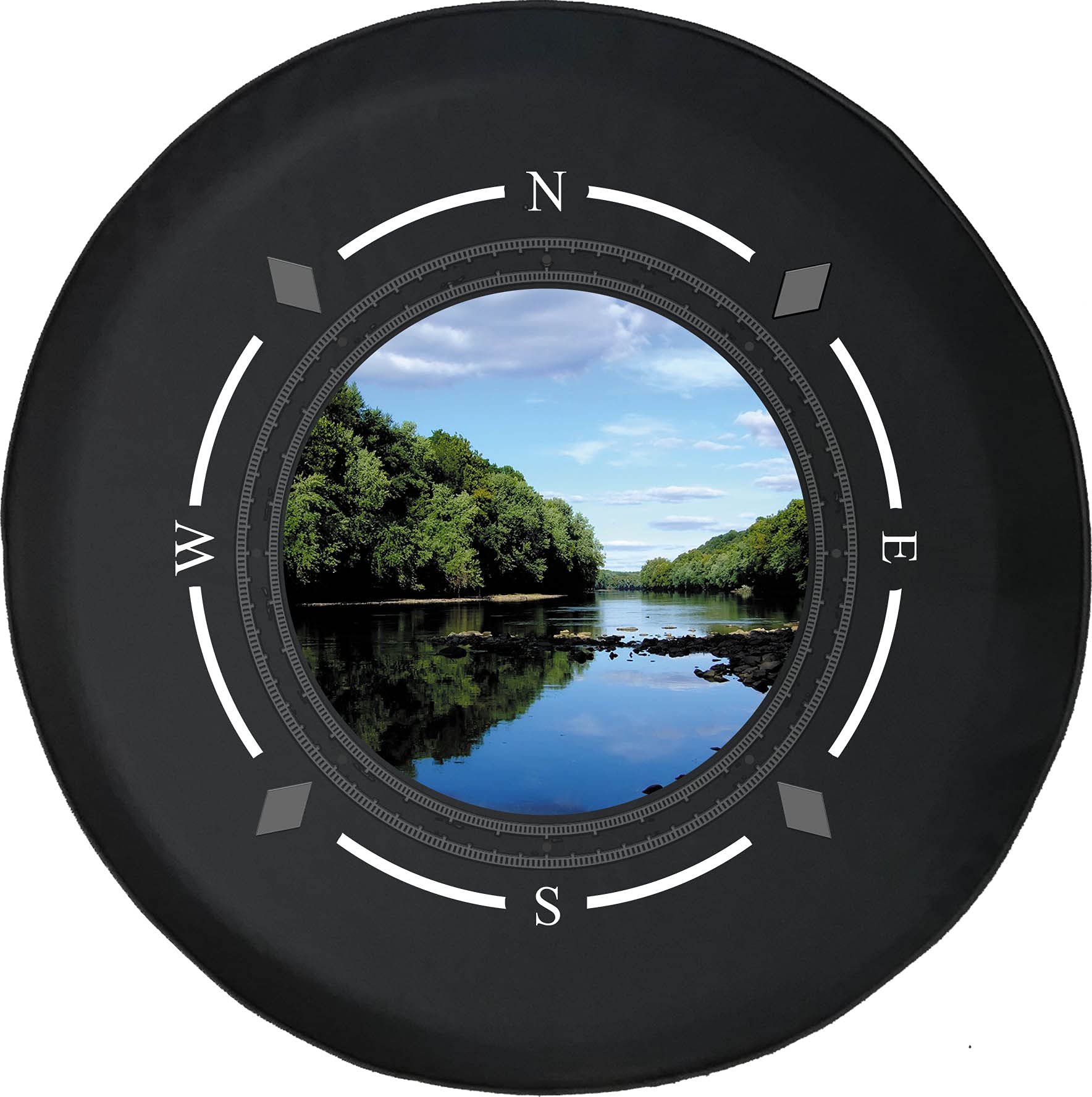 American Unlimited Spare Tire Cover with Compass & Winding River Design - Durable SUV, Trailer & RV Wheel Covers for All-Season Protection | Perfect for Off-Road Adventures, Camping & Road Trips