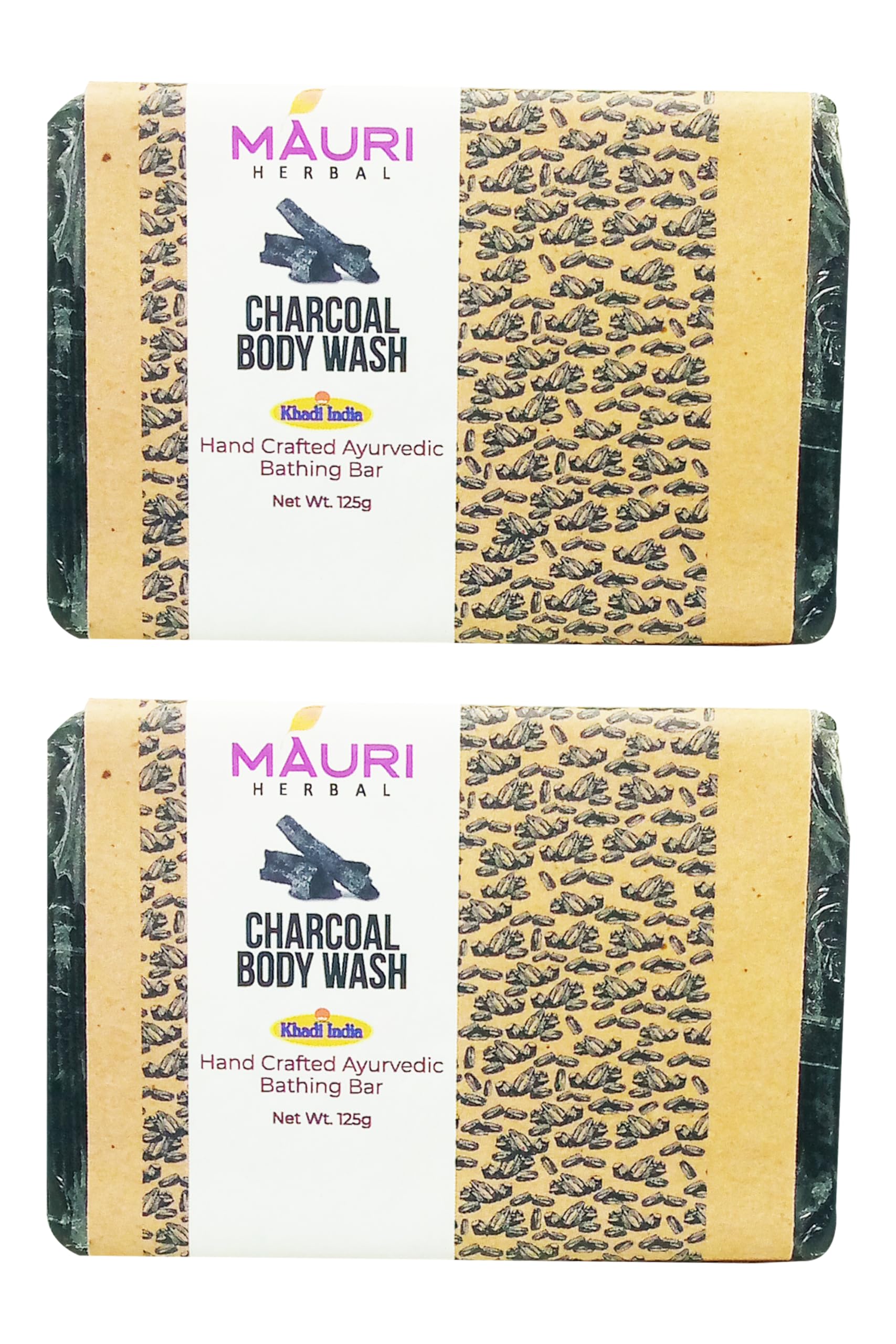 Khadi Mauri Charcoal Soap - Natural & Organic Face & Body Cleanser for Acne & Blackheads - Pack of 2 (250g) - Deep Cleansing for Oily & Sensitive Skin, Perfect for Daily Skincare Routine