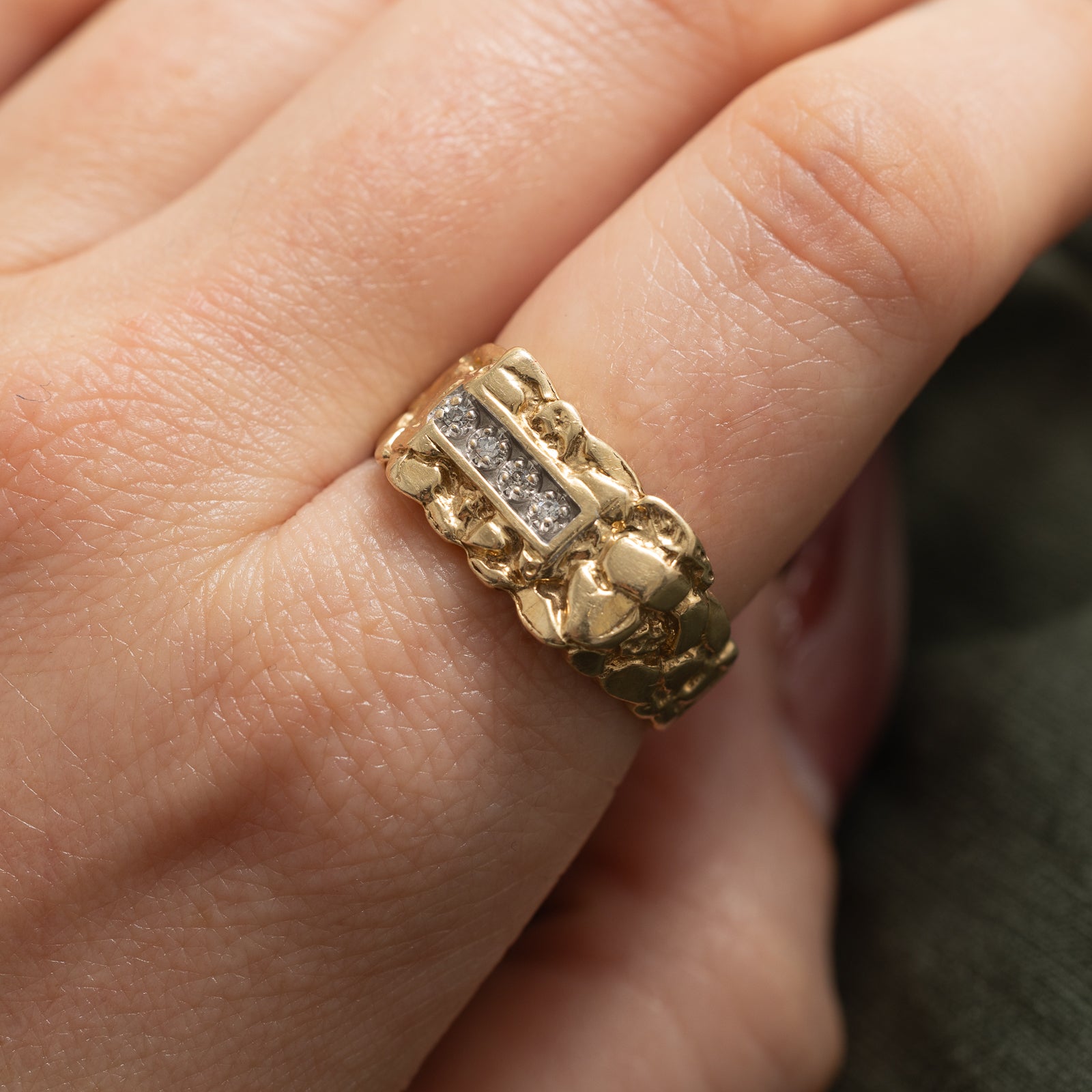 0.04ctw Diamond Nuggety Ring - Size 9 | Elegant Stackable Jewelry for Women | Perfect for Weddings, Anniversaries & Special Occasions