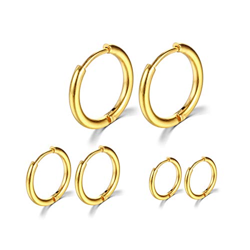 E: Gold (Diameter 8mm/10mm/12mm),3 Pairs