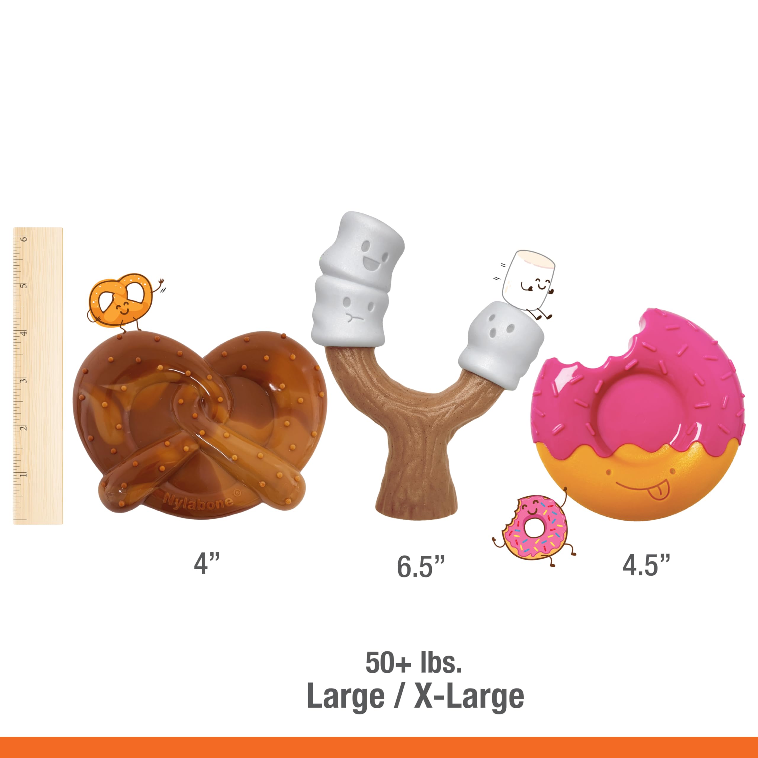 **Nylabone Power Chew Toy Bundle for Aggressive Chewers - Bacon, Marshmallow & Peanut Butter Flavored Dog Chew Toys for Large Dogs Up to 50 lbs (3-Pack) - Durable Chew Toys for Playtime, Training & Dental Health**