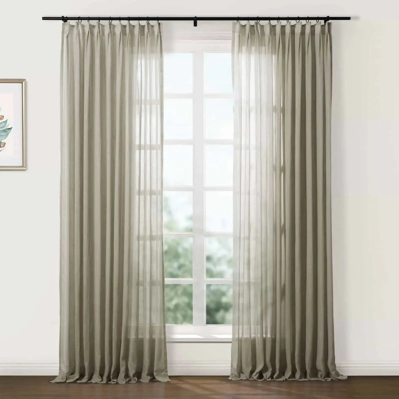 Flynn Airy Lightweight Sheer Curtain Pleated - Elegant Window Treatment for Living Room & Bedroom Decor