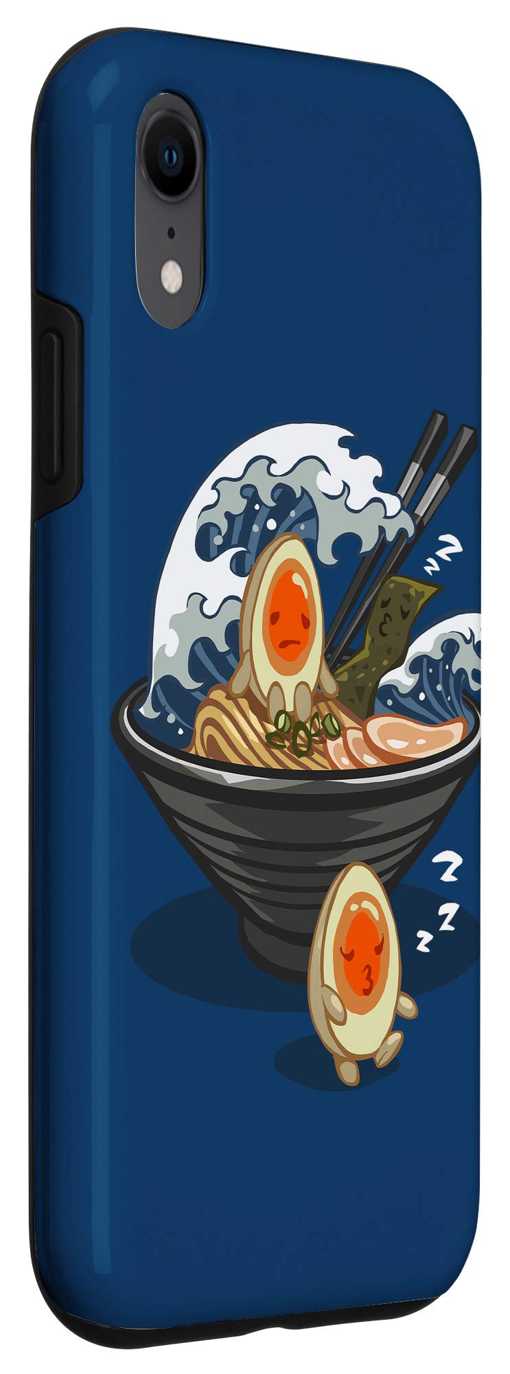 iPhone XR Case - Japanese Tsunami Ramen Noodle & Sleepwalking Egg Design - Durable Protective Cover for Everyday Use, Travel & Gifts