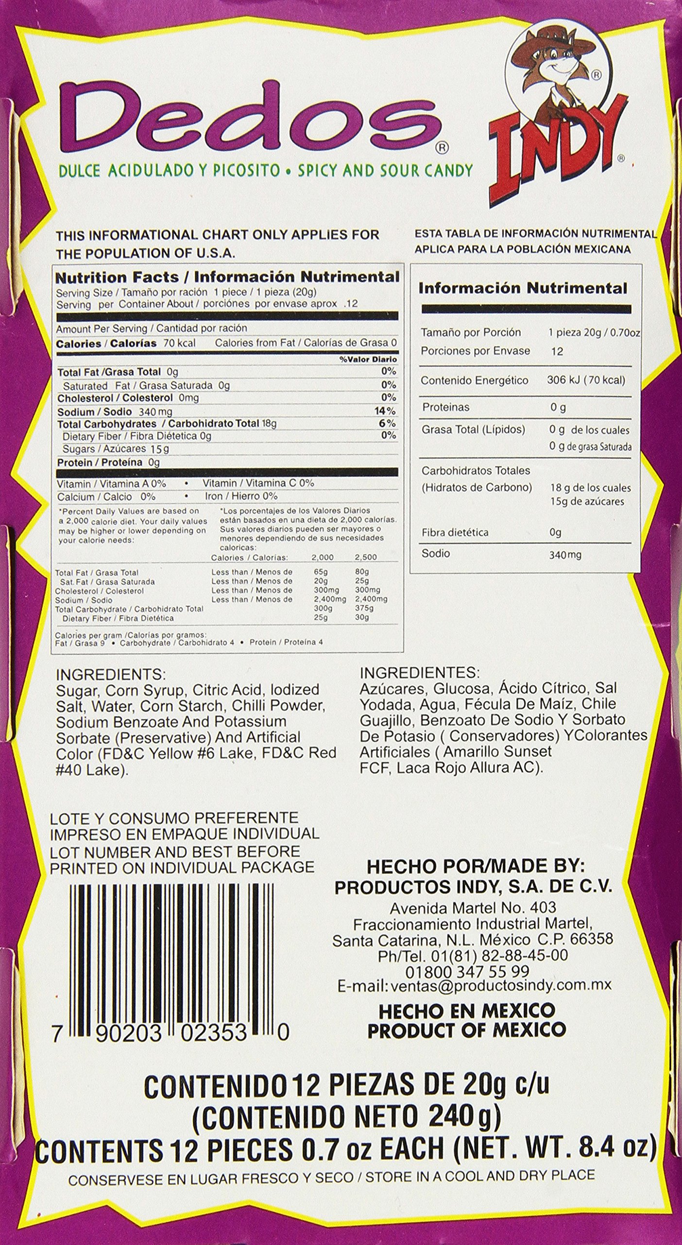 Spicy and Sour Mexican Candy - Indy Dedos Tamarind Sticks (8.4 oz, 12 Count) | Authentic Mexican Treat for Parties, Snacking & Gifts