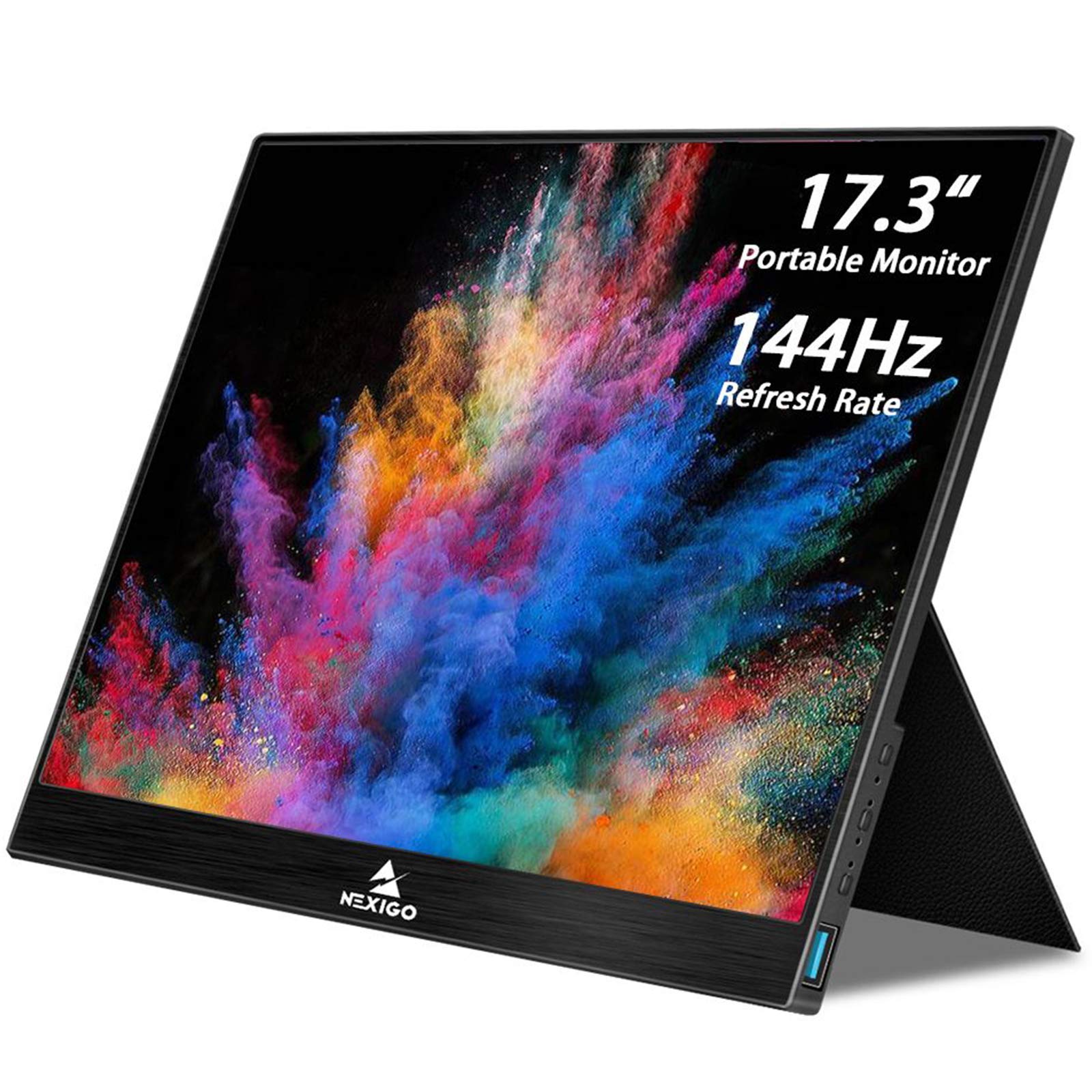NexiGo 17.3 Inch 144Hz Portable Gaming Monitor - FHD IPS Display with Dual Speakers & Eye Care Technology, HDMI/USB-C for Laptop, PC, Mac, Surface, PS4, Xbox, Switch - Includes Smart Cover (Renewed) - Perfect for Gaming, Work & Travel Entertainment