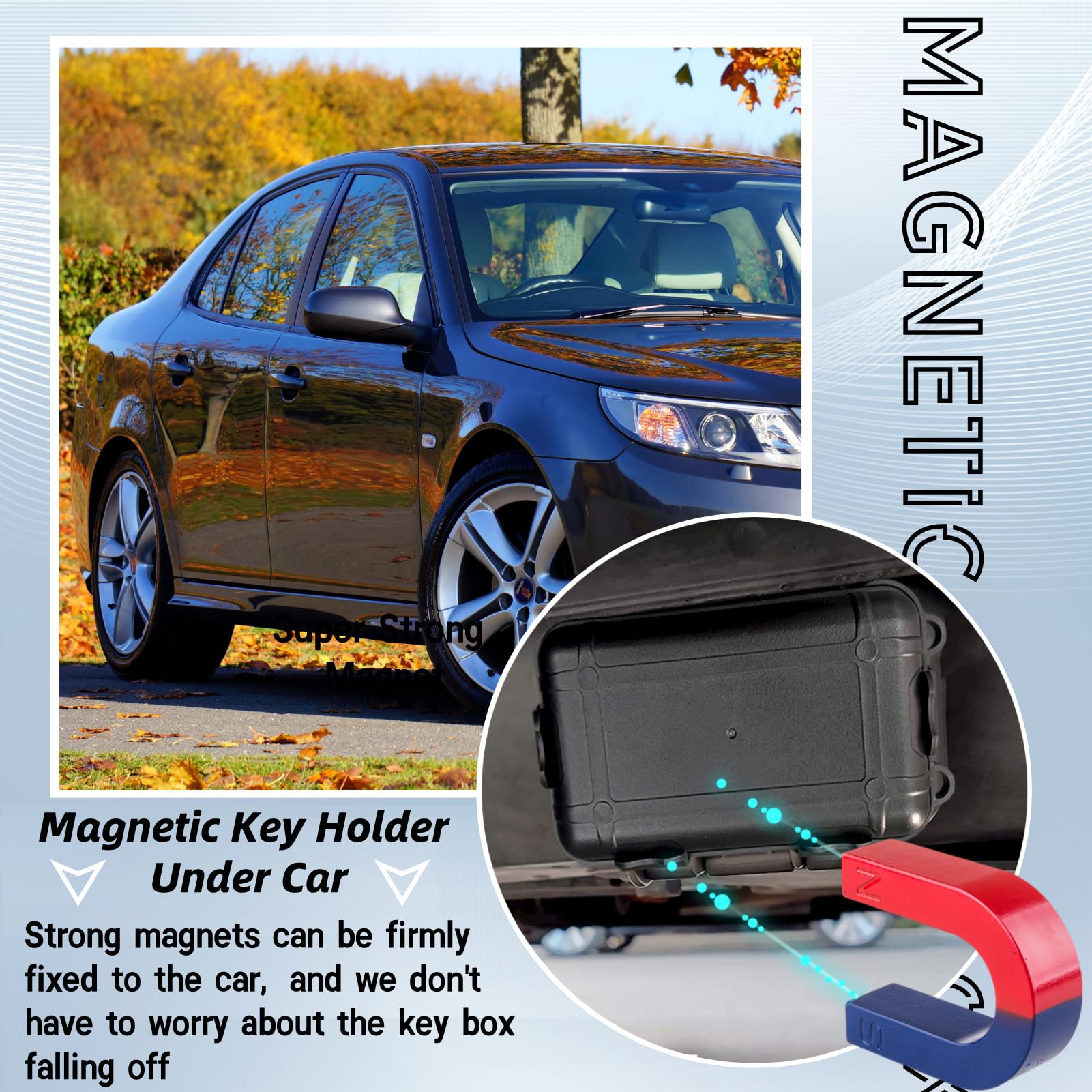 2 Pack Magnetic Car Key Holder - Waterproof Hide-A-Key Box for Indoor & Outdoor Use, Under Vehicle Key Storage Solution (Perfect for Spare Keys, Emergency Access, and Home Security)