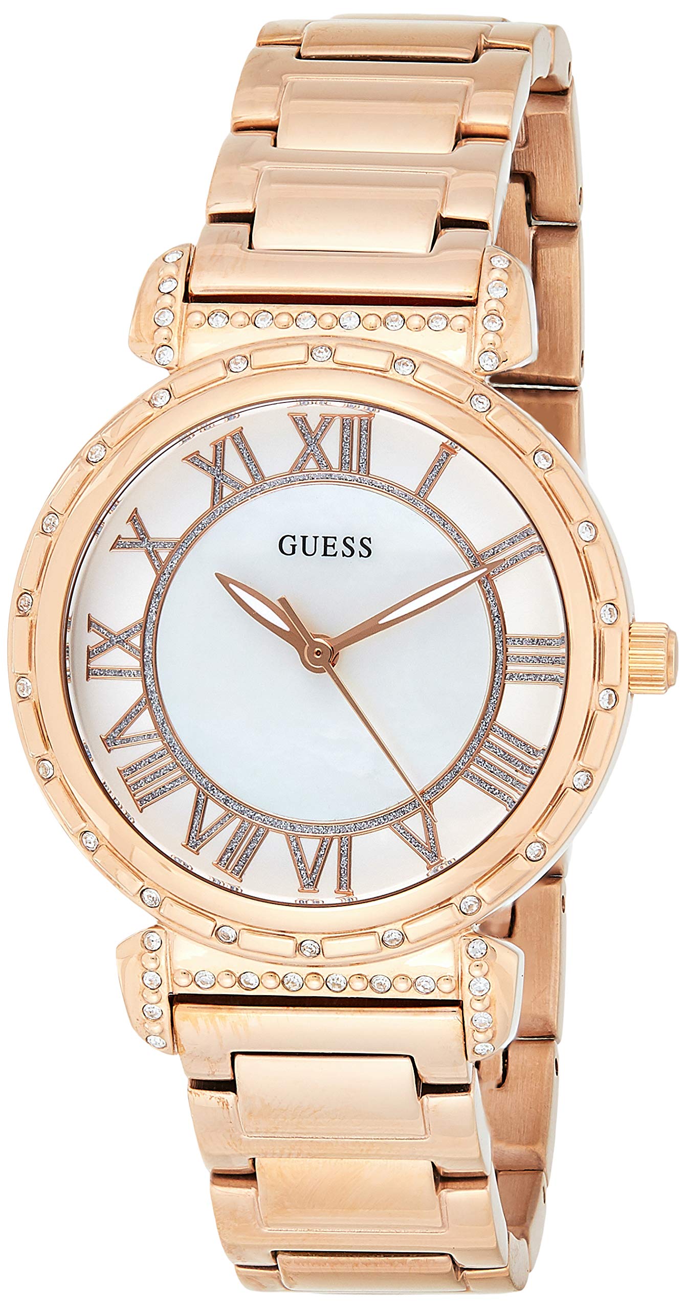 Guess Women's Rose Gold & White Watch - Stylish & Elegant Timepiece for Everyday Wear, Office, and Special Occasions