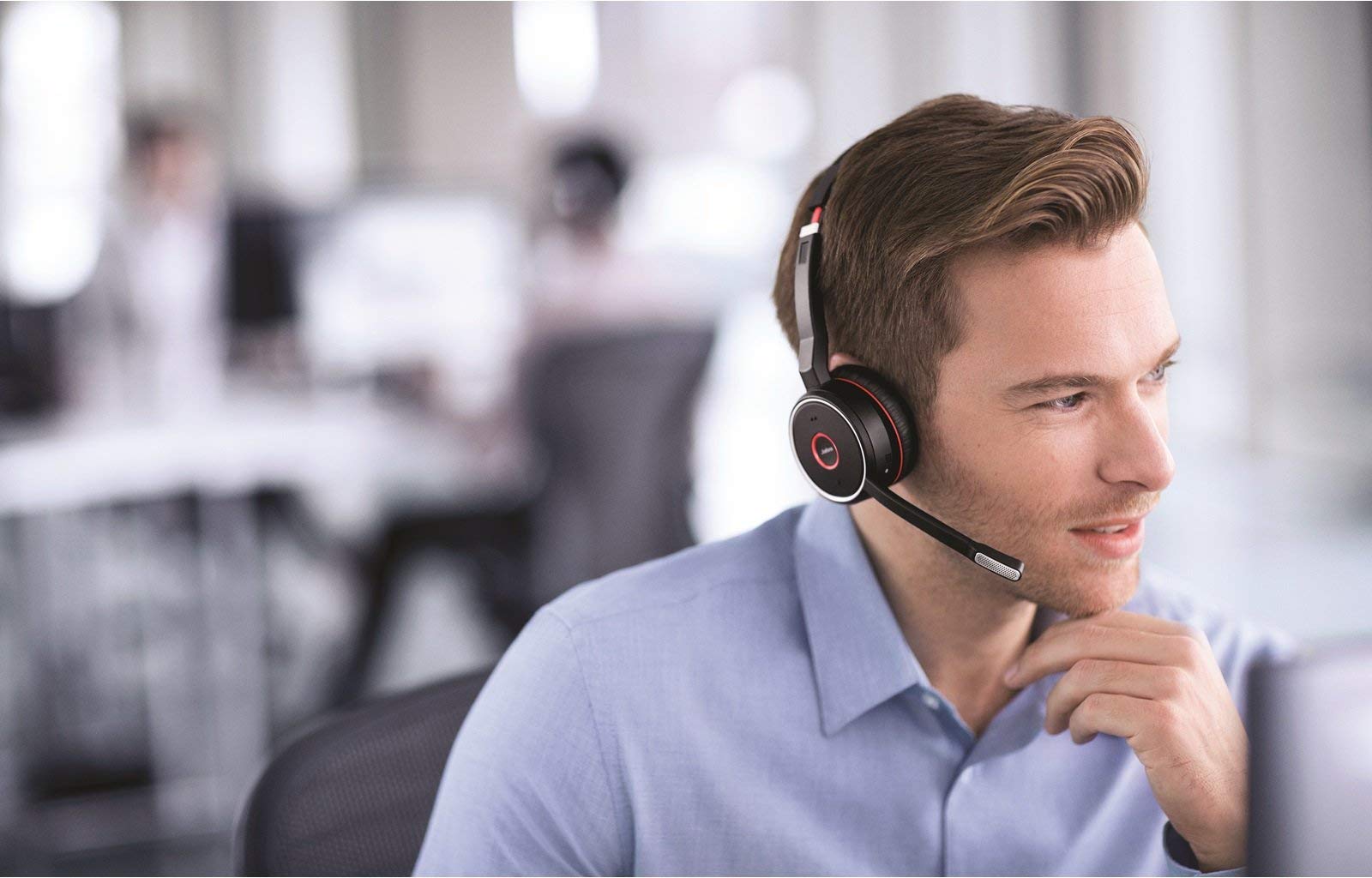 Jabra Evolve 75 UC Stereo Wireless Bluetooth Headset with Noise Cancellation - Premium Music Headphones with Link 370 Adapter (Renewed, Black) - Perfect for Office Calls, Remote Work & Online Meetings