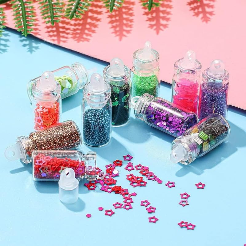 RoyalKart 48 Bottles 3D Nail Art Glitter Rhinestones Sequins Dust Powder Set with 5Pcs Double Sided Dotting Tools - Perfect for DIY Nail Designs, Manicures, Gifts for Women & Girls