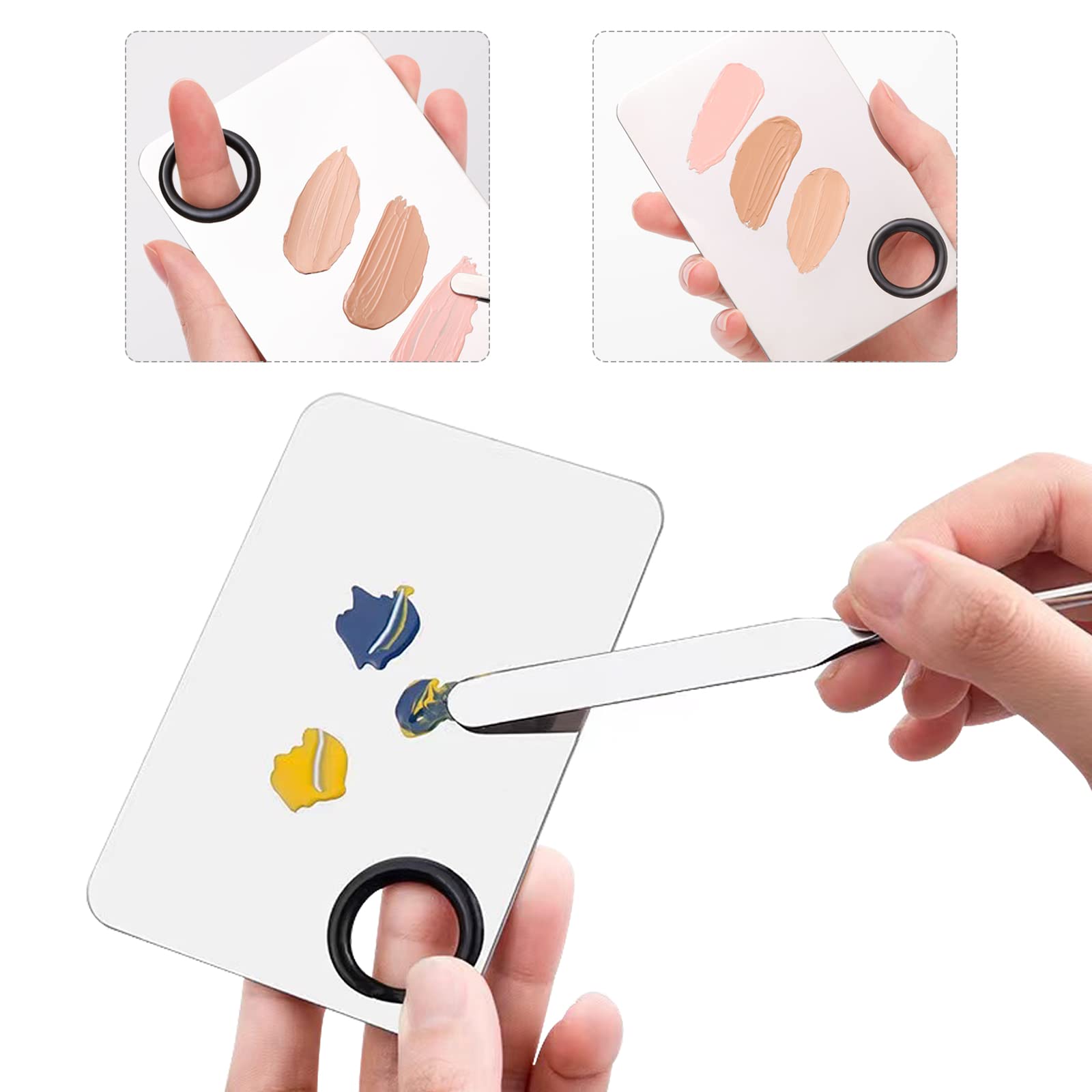 Professional Stainless Steel Makeup Spatula & Palette Set - Korean Beauty Foundation Spatula with 6 Powder Puffs & Rectangle Palette - Perfect for Precise Foundation Application & Makeup Blending