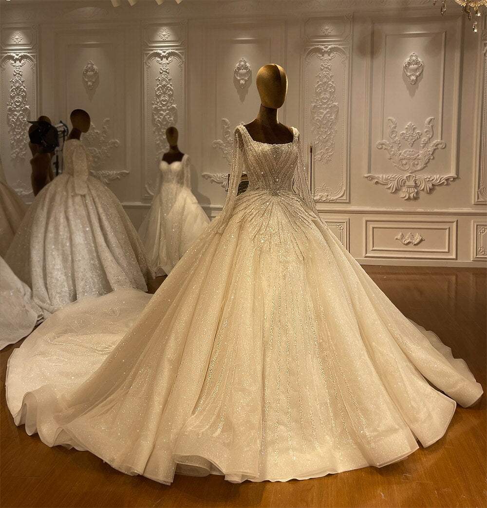 Elegant Square Neckline Lace Wedding Dress NS4320 - Perfect for Bridal Ceremonies, Vow Renewals, and Formal Events