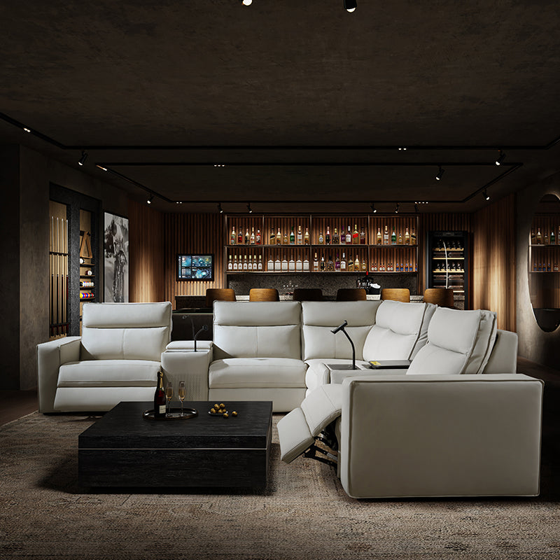 EliteNest Smart Reclining Theater Sofa with Built-in Bluetooth Speakers - Luxury Home Theater Seating for Movie Nights & Gaming Setup