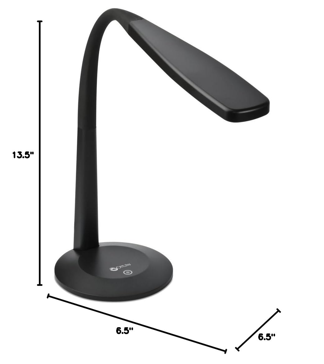 OttLite LED Desk Lamp with Adjustable Gooseneck - 3 Brightness Levels & Touch Control, Energy Efficient Natural Daylight LED Light for Home Office, Study, Dorm Room - Perfect for Reading, Working & Nighttime Use