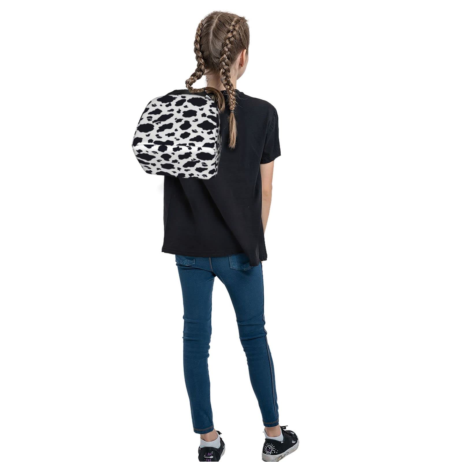 Black and White Cow Print Insulated Lunch Bag - Reusable Tote for Office, Camping, Travel, Picnic, Beach & Fishing - Portable Cooler for Adults (Great for Work, School, Outdoor Adventures & Daily Commute)