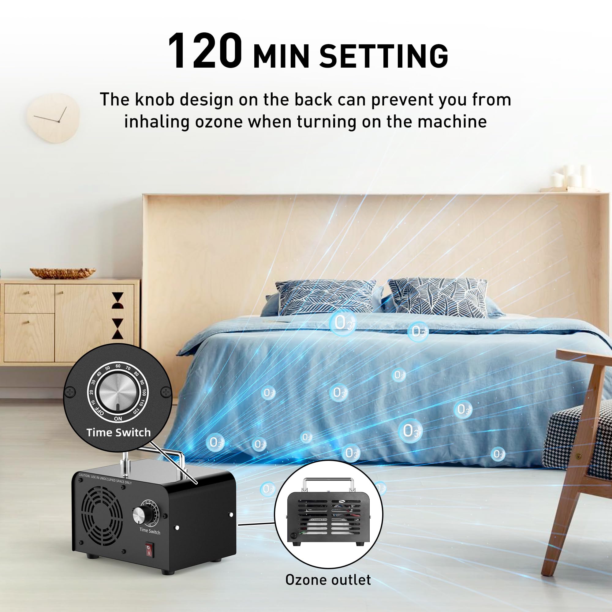AIIKEE 30,000mg/h Commercial Ozone Generator - Industrial Strength Air Purifier with Handle for Home, Office, Restaurant, Farm & Bar Use - Eliminates Odors, Mold & Bacteria in Large Spaces (Black)