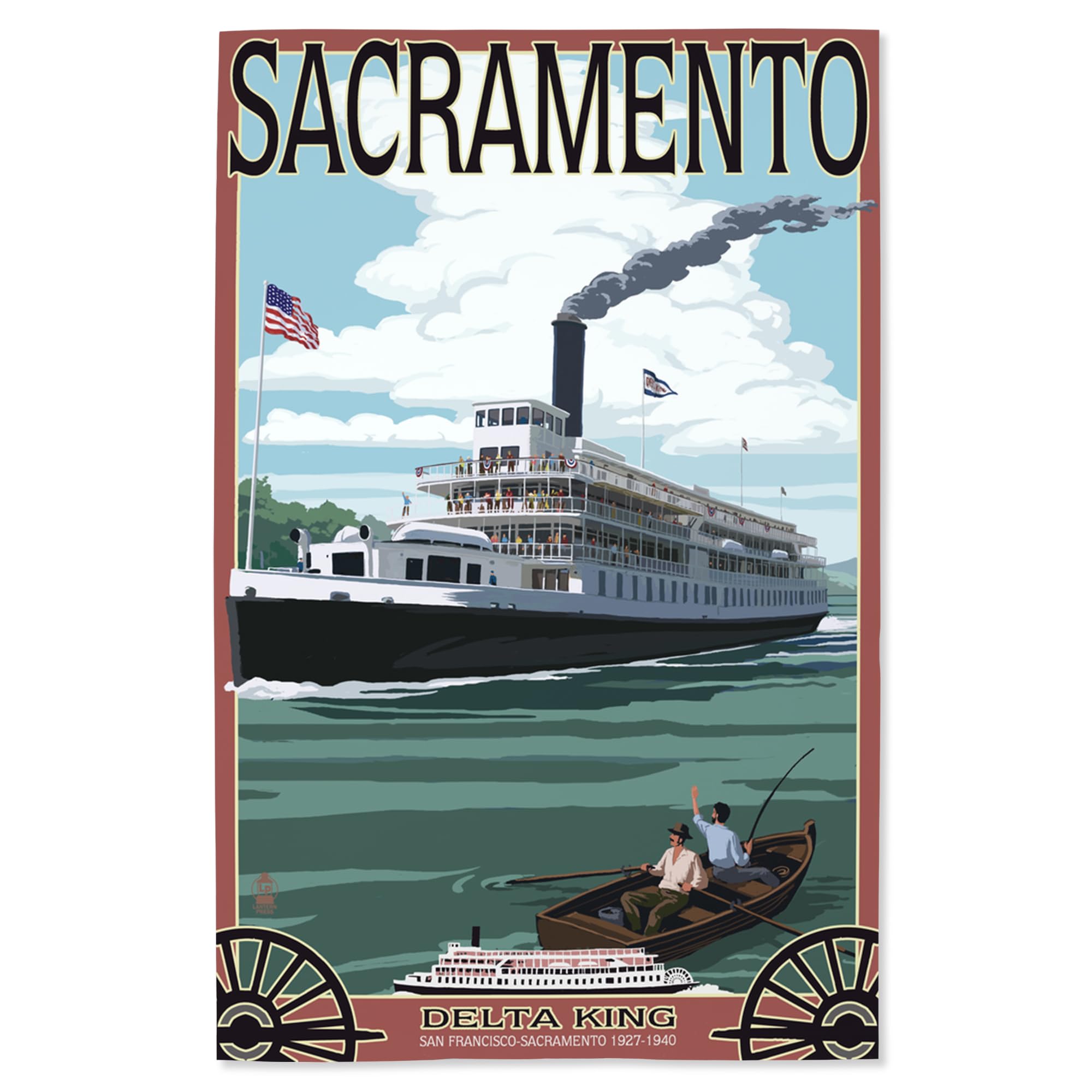 Lantern Press 16x24 Inch Giclee Art Print - Sacramento California Delta King Riverboat Wall Decor - Perfect for Living Room, Bedroom & Office