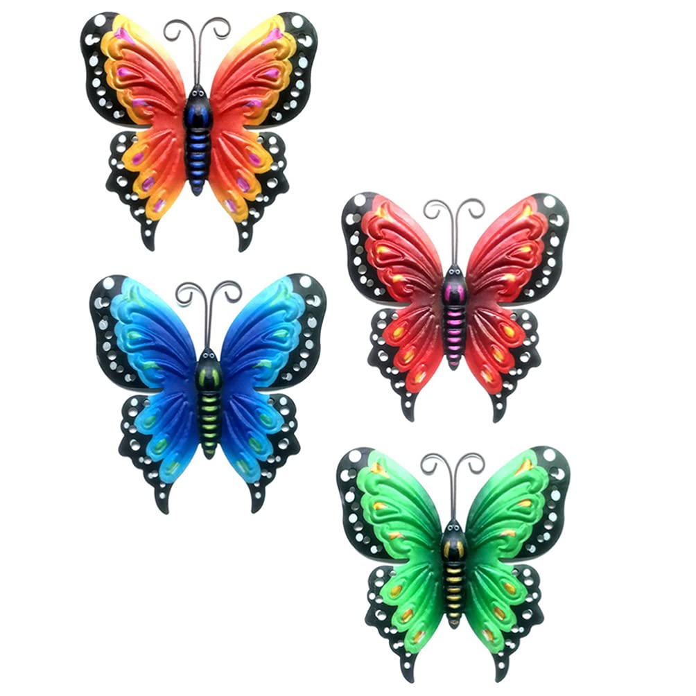 BESPORTBLE 4-Piece Metal Butterfly Wall Art Decor Set - 3D Wall Sculpture for Indoor & Outdoor Decor - Elegant Garden Wall Hanging Art for Kitchen, Patio, Yard, and Living Room Decoration | Perfect for Home, Office, and Wedding Decor