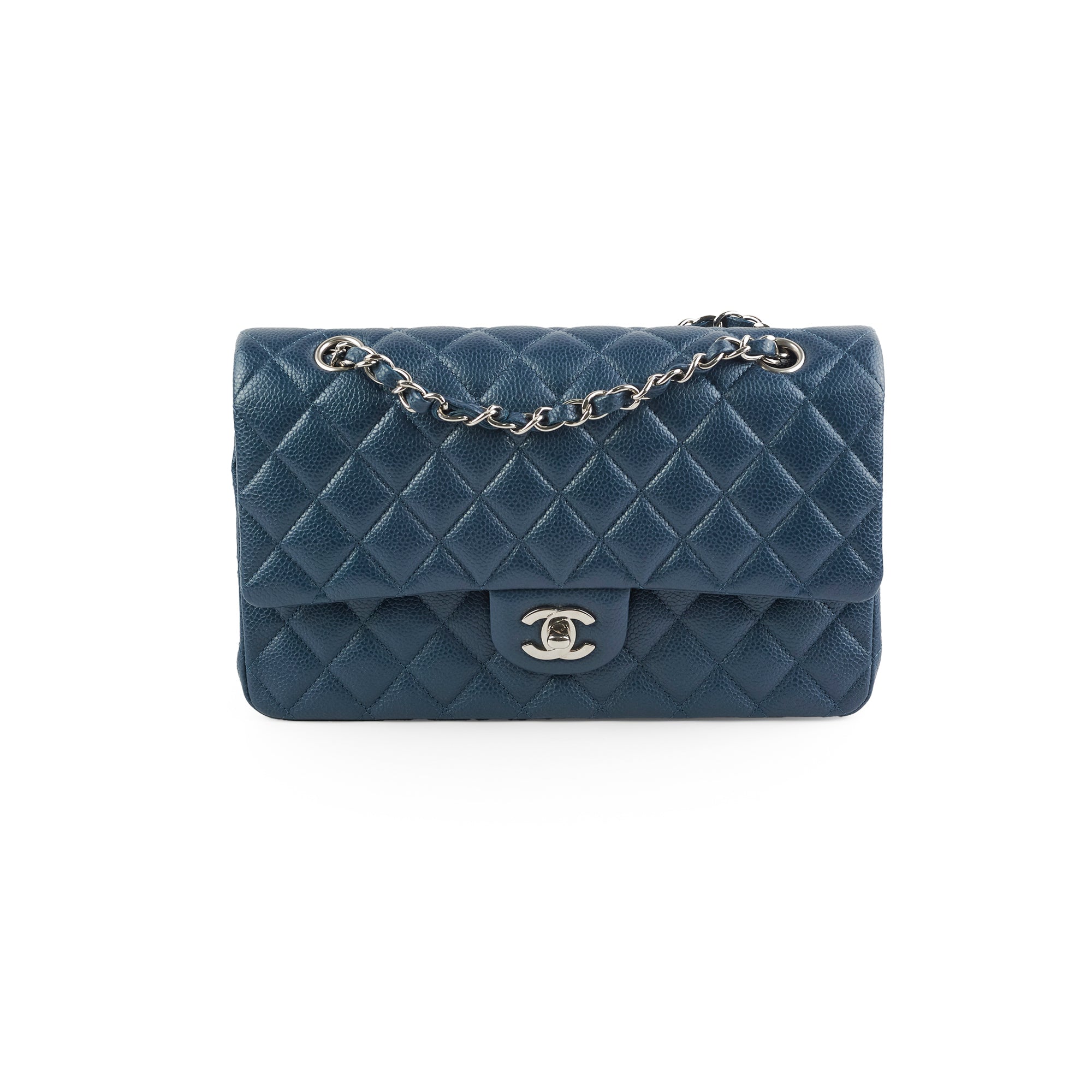 Chanel Medium/Large Double Classic Flap Bag in Navy Caviar Leather - Perfect for Work, Evening Events & Luxury Fashion Accessories