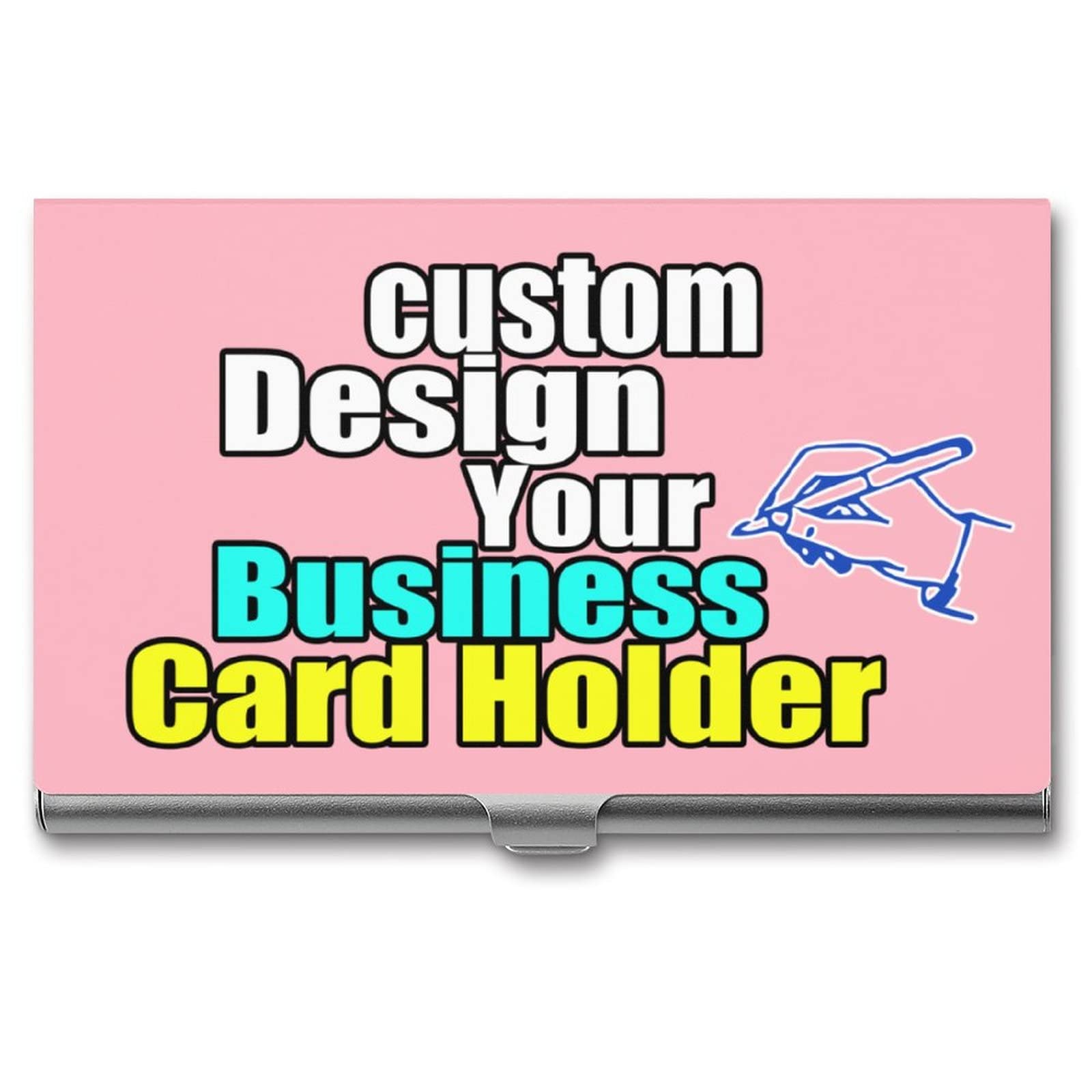 Personalized Business Card Holder with Photo/Logo - Gift for Professionals, Office & Networking - Light Pink 3.7x2.2in