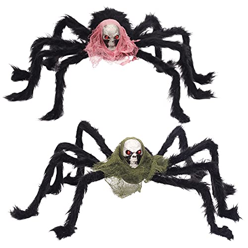 20 Ft Giant Black Hairy Scary Spider Halloween Decoration - Realistic Outdoor Yard & Indoor Decor for Halloween Party, Haunted House, and Spooky Home Decor