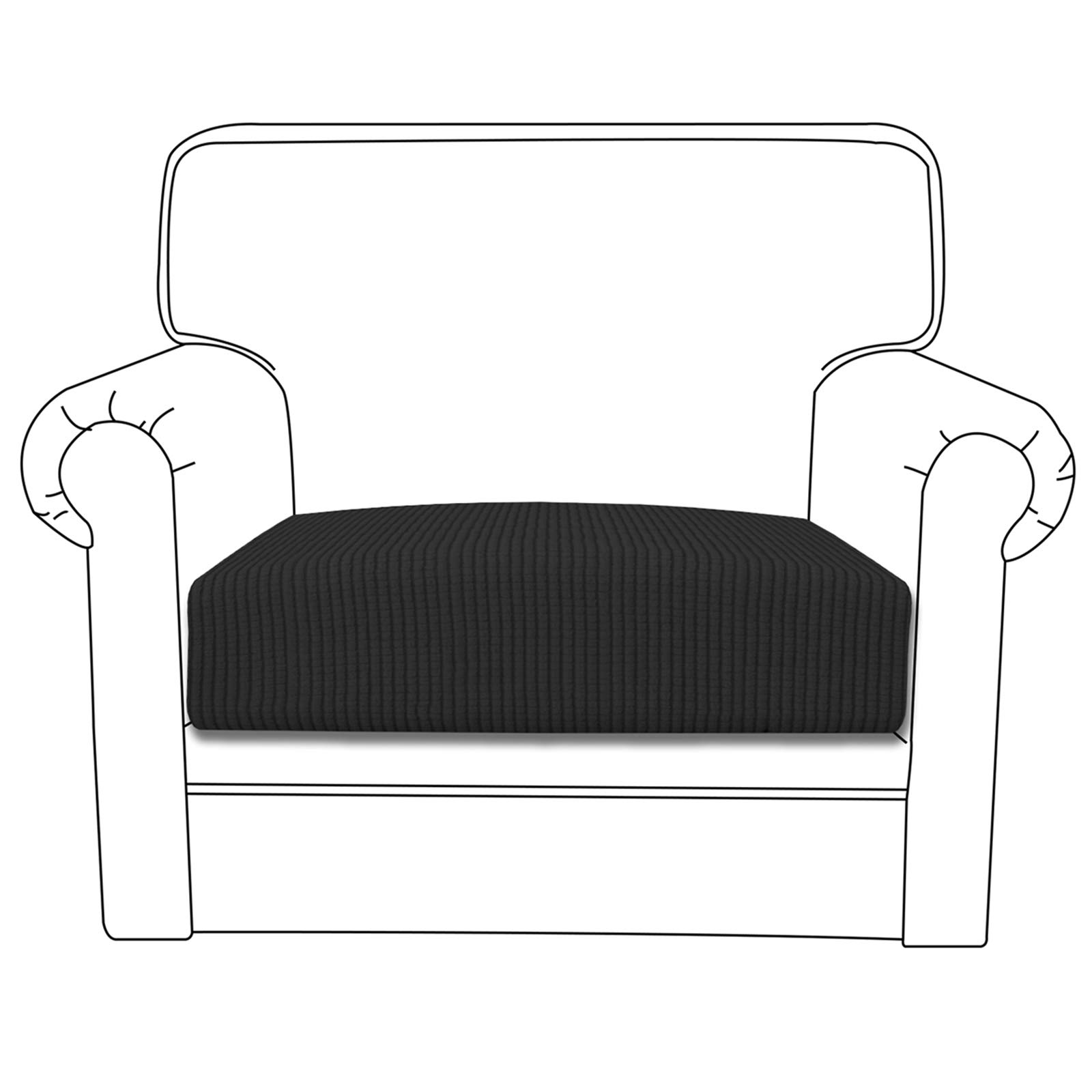 Breathable Stretch Sofa Cushion Cover - Elastic Furniture Protector Slipcover for Chairs & Couches (Black) | Perfect for Living Room, Office & Outdoor Seating