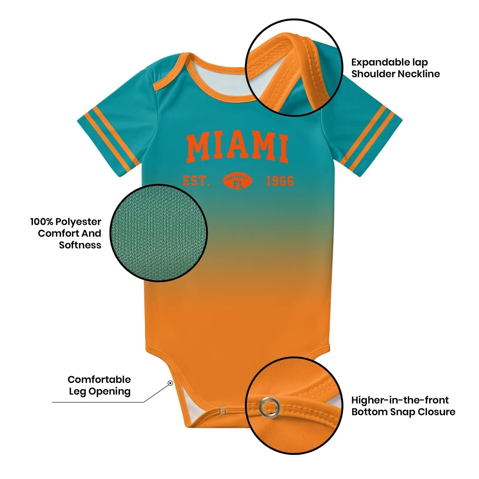 Custom Personalized Baby Football Bodysuit - Newborn Short Sleeve Onesie with City Gradient & Name/Number Printing (Perfect for Game Day, Photo Shoots & Special Occasions)