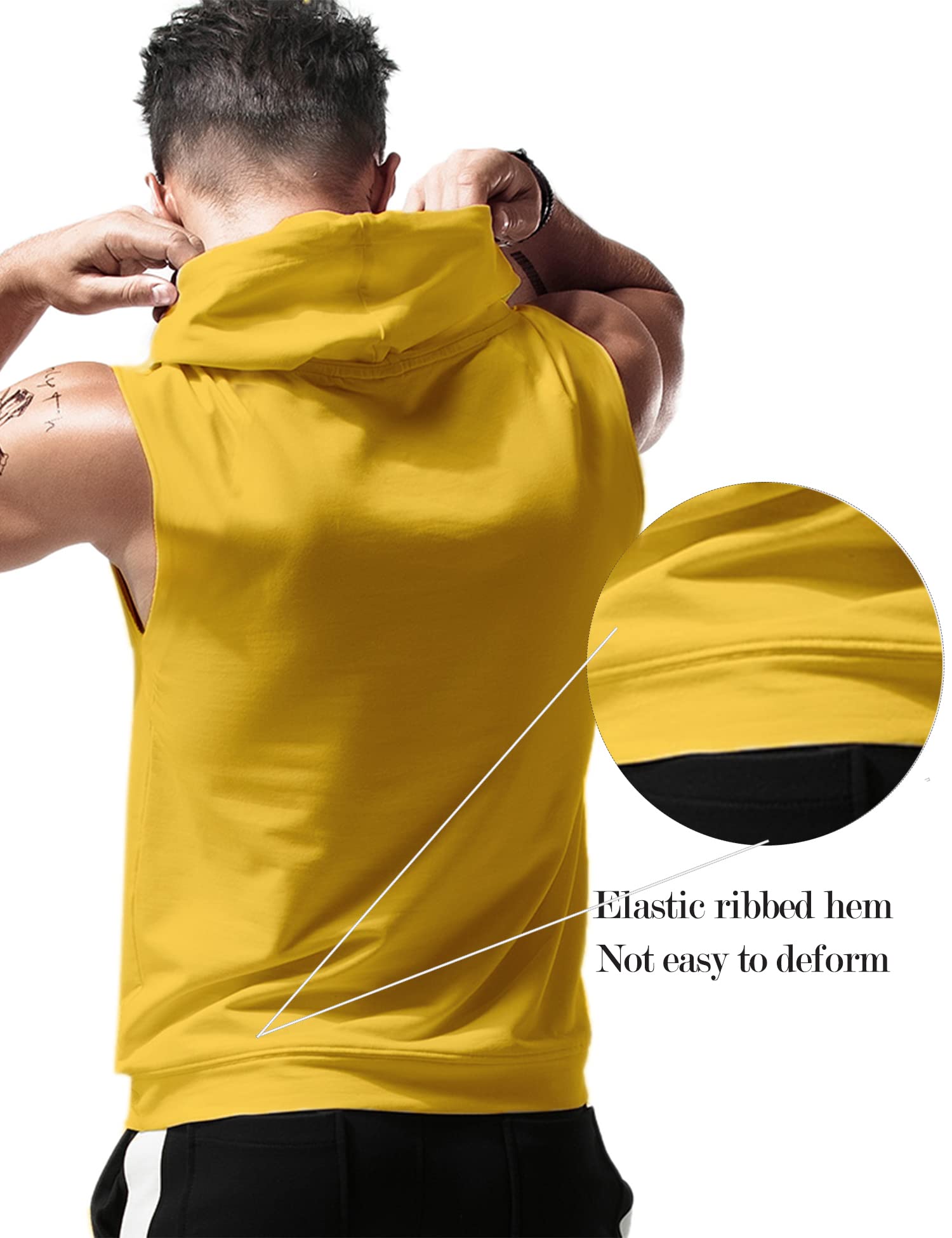 Amussiar Men's Workout Hooded Tank Top - Sleeveless Gym Training Hoodie for Bodybuilding & Muscle Cut Off Shirt | Perfect for Weightlifting, Running & Fitness Training
