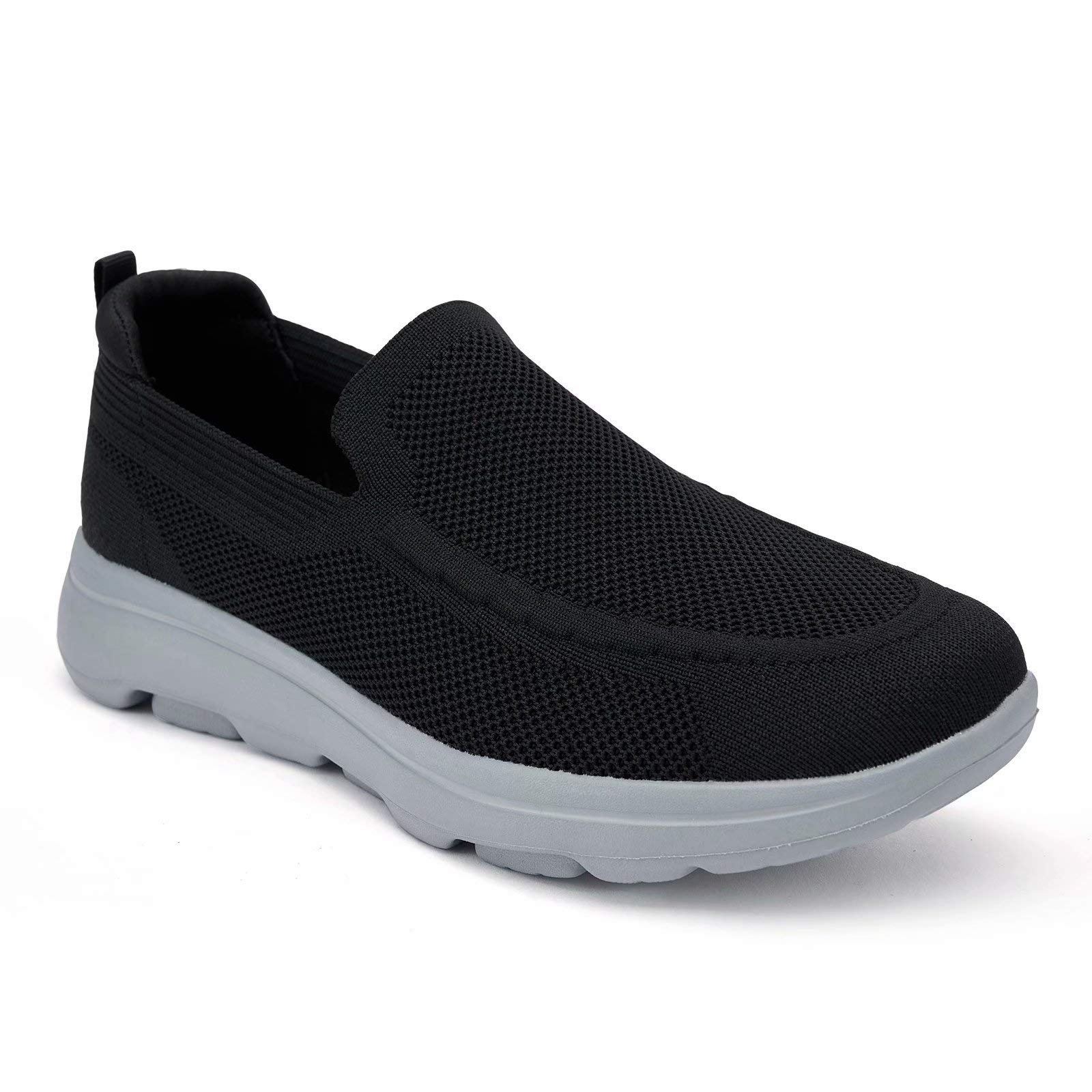 Konhill Men's Slip-On Walking Shoes - Breathable Mesh Loafers for Casual Wear & Tennis Sneakers | Perfect for Daily Walking, Travel & Light Sports Activities