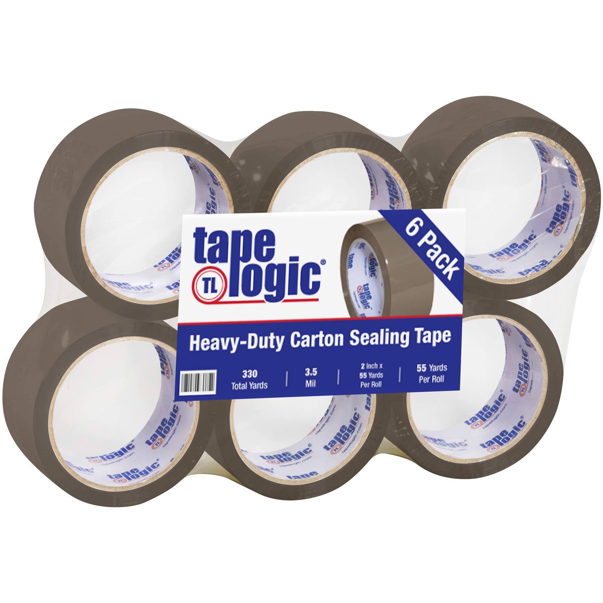 Tape Logic 2 Inch x 55 Yards Tan Acrylic Packing Tape - 3.5 Mil Thick (6 Rolls) - Heavy Duty Packaging, Shipping & Moving Supplies for Home, Office & Warehouse Use