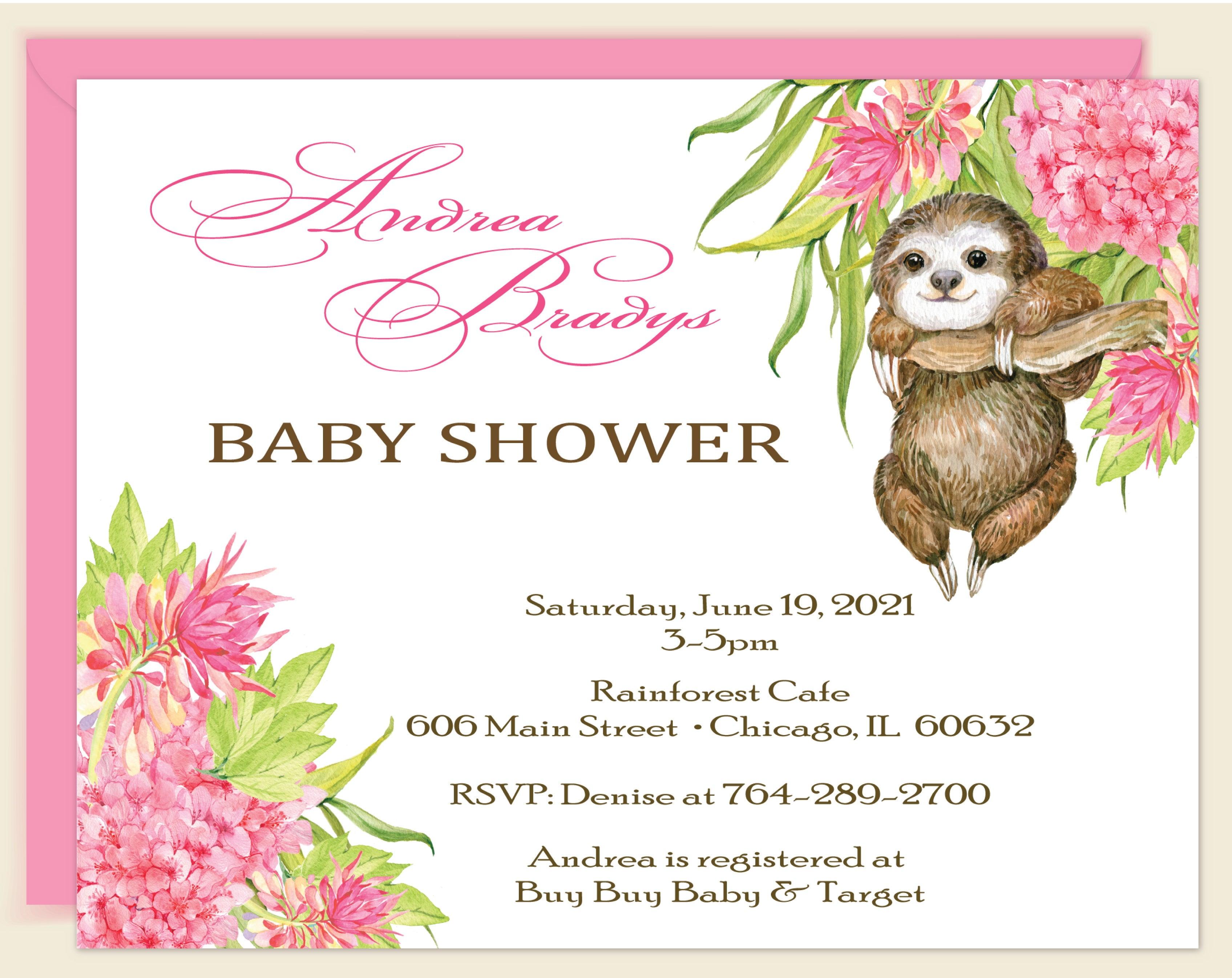 Adorable Sloth Floral Baby Shower Invitations - Printable & Customizable - Perfect for Gender Reveal, Baby Announcements & First Birthday Parties