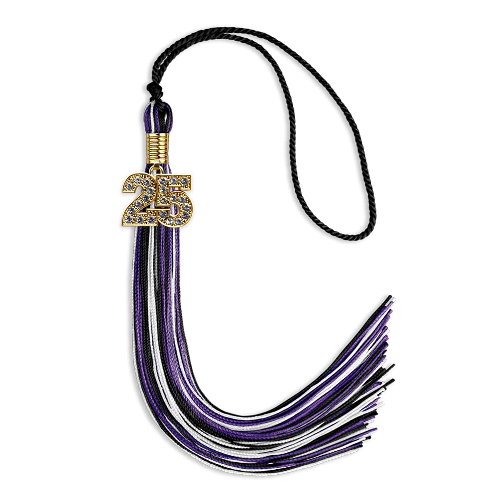 Endea Graduation Mixed Triple Color Tassel with Gold Bling Charm - Perfect for High School & College Graduation Caps, Diplomas, and Party Decorations