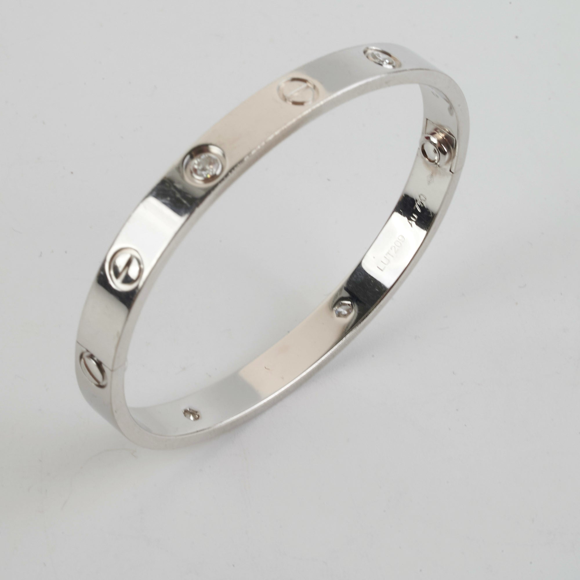 Cartier Love Bracelet in 18K White Gold with 4 Diamonds - Size 16 | Luxury Jewelry for Women, Perfect for Anniversaries & Special Occasions