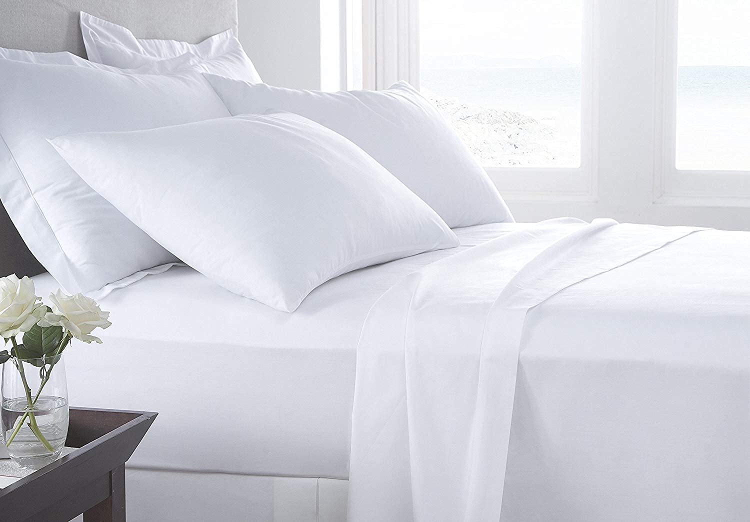 Premium 6-Piece Egyptian Cotton Bed Sheet Set - 1000 Thread Count (Flat Sheet, Fitted Sheet & 4 Pillowcases) - 16