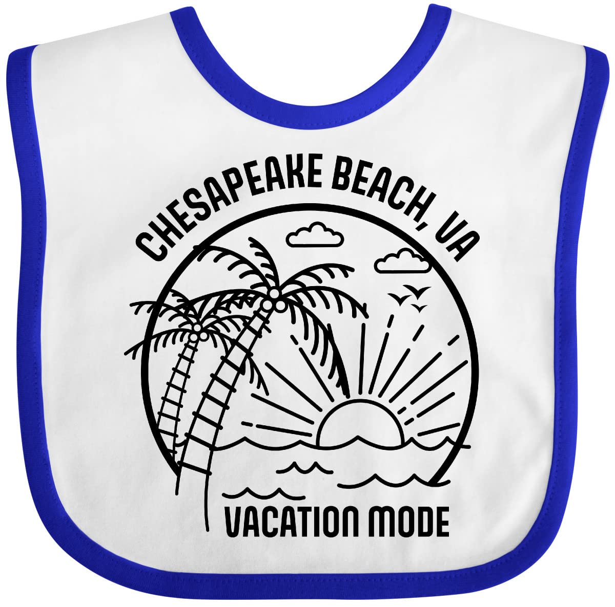 Inktastic Summer Vacation Mode Chesapeake Beach Virginia Baby Bib - Soft Cotton Infant Feeding Bib for Toddlers - Perfect for Beach Trips, Travel & Family Outings