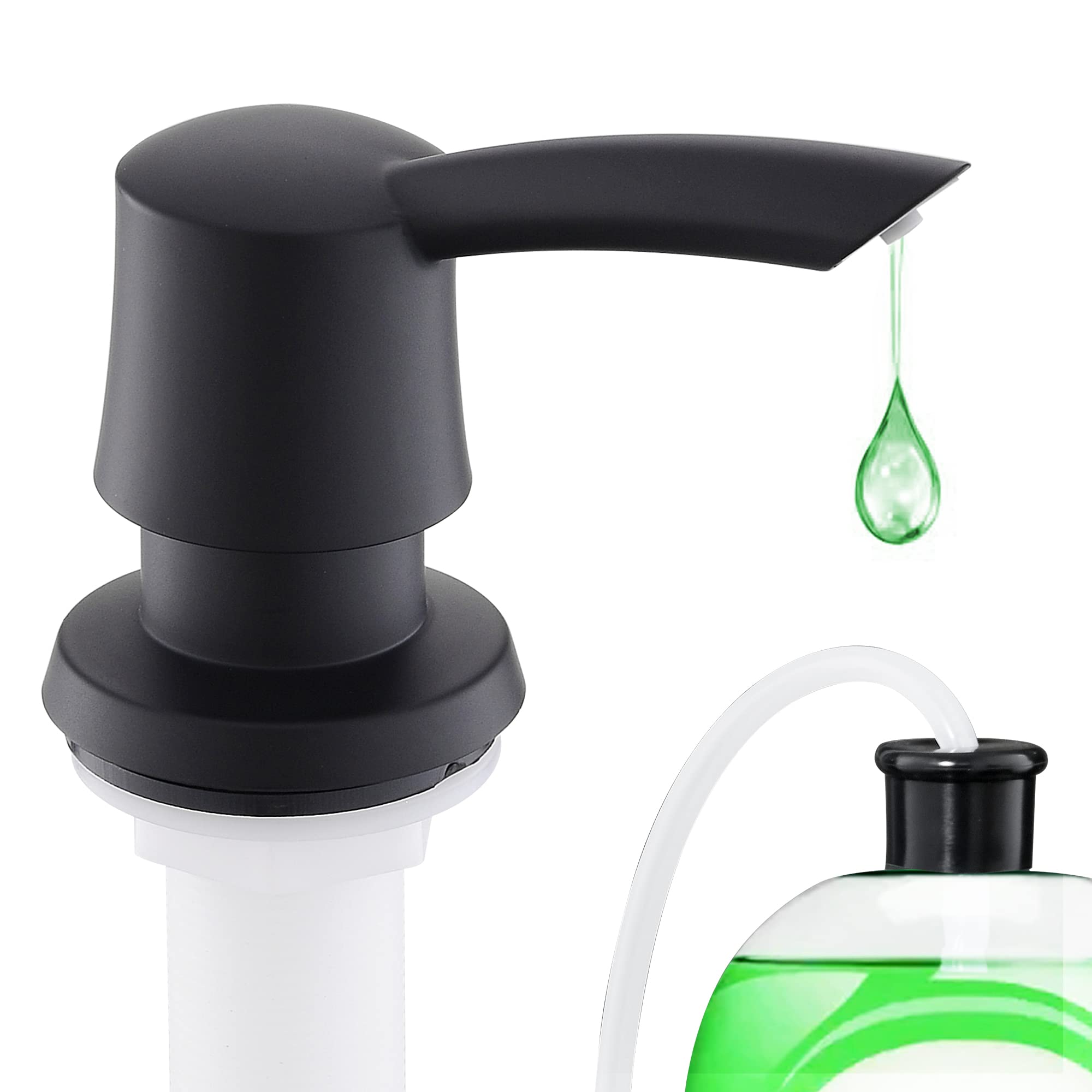 Premium Matte Black Built-In Soap Dispenser for Kitchen Sink - Modern Touch-Free Liquid Soap Dispenser with Durable Design | Perfect for Bathroom, Kitchen, and Office Use