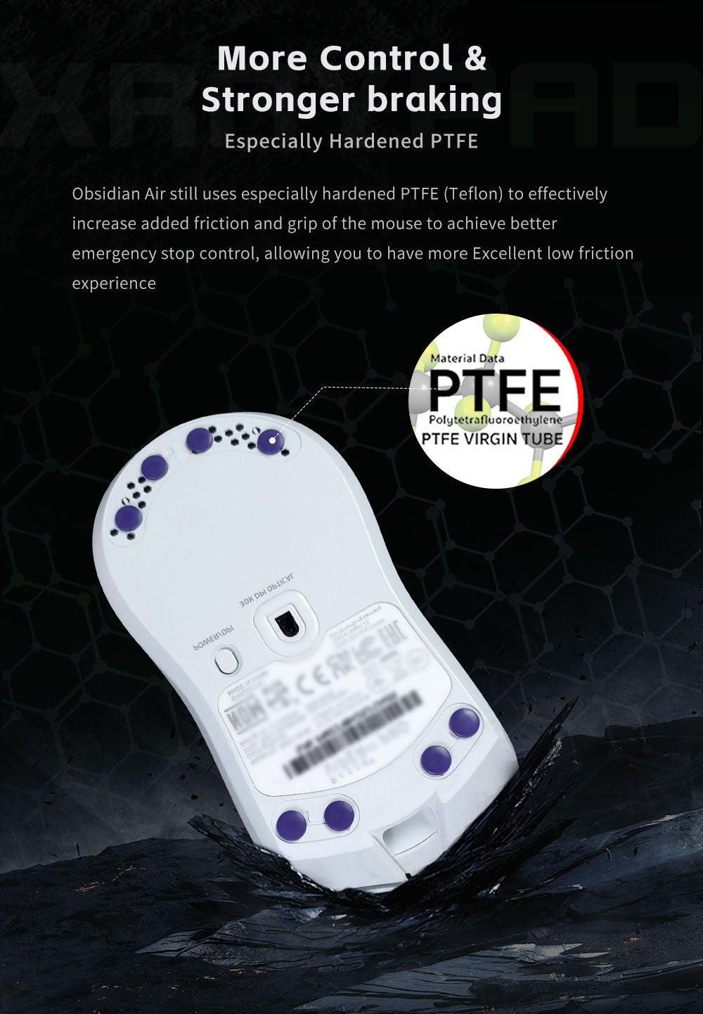 X Raypad Obsidian Air Mouse Skates – Universal Dots for Gaming Mice | Smooth Gliding & Precision Control for FPS, MOBA & Esports Gaming
