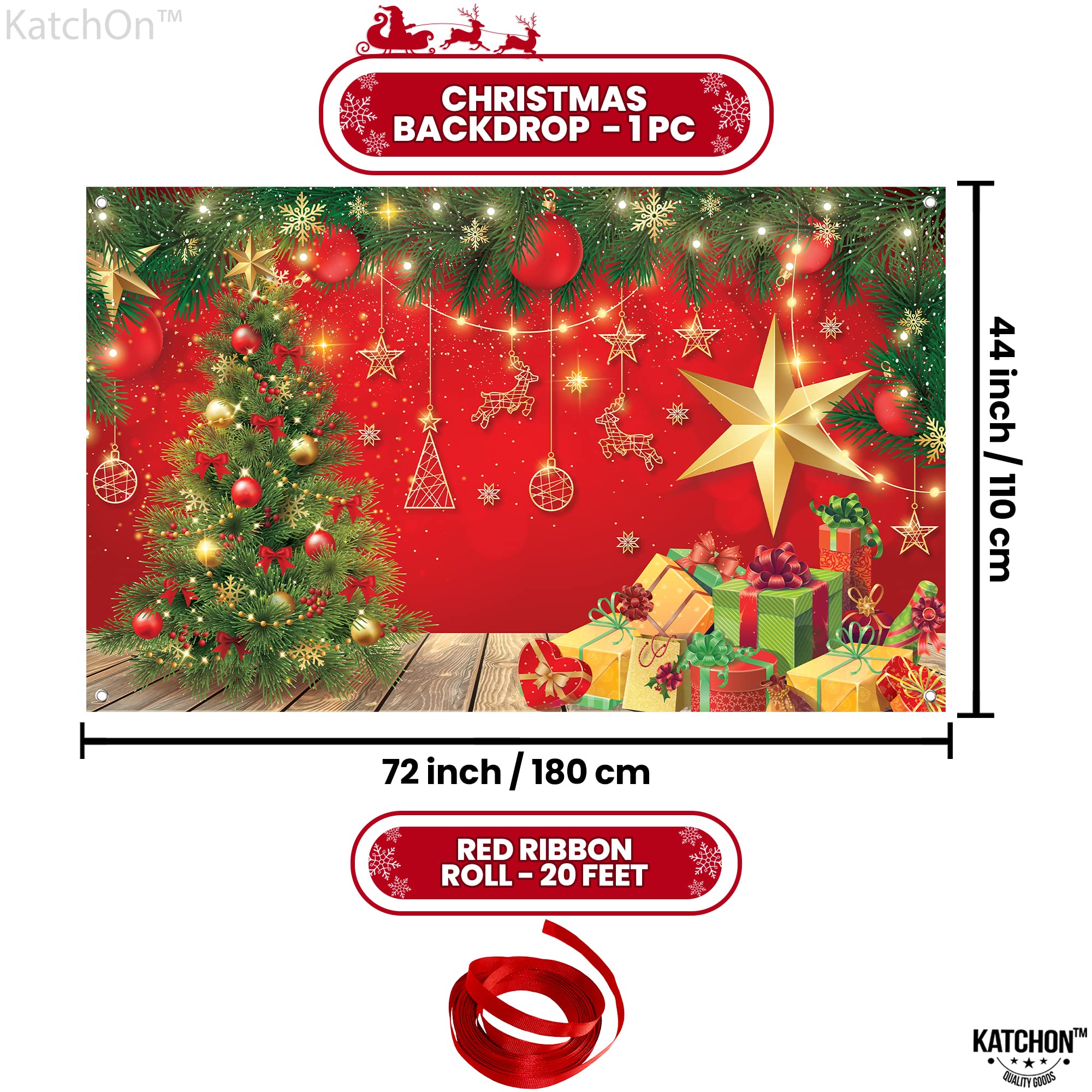 KatchOn Extra Large Christmas Banner - 72x44 Inch Holiday Decor for Parties, Wall & Photo Backdrop | Merry Christmas Party & Home Decoration | Perfect for Festive Gatherings, Family Photos & Seasonal Celebrations