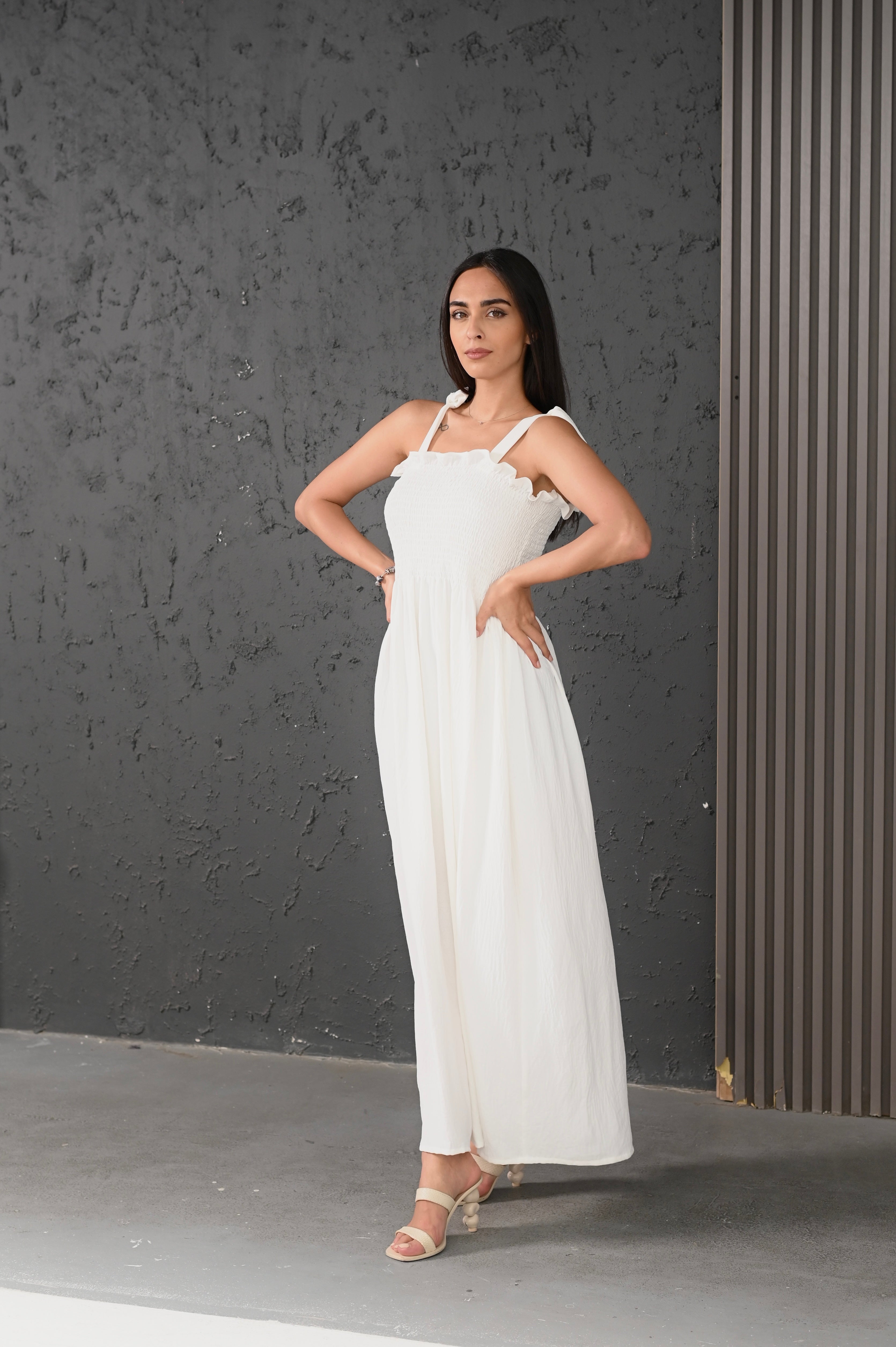 White Summer Dress #283 - Lightweight & Flowy for Beach, Vacation & Outdoor Events