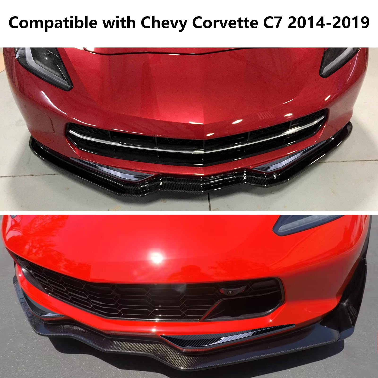 Carbon Fiber Front Bumper Trim Cover for Chevy Corvette C7 (2014-2019) | Bottom Corner Protector | Enhances Style & Protection | Perfect for Car Shows & Daily Driving