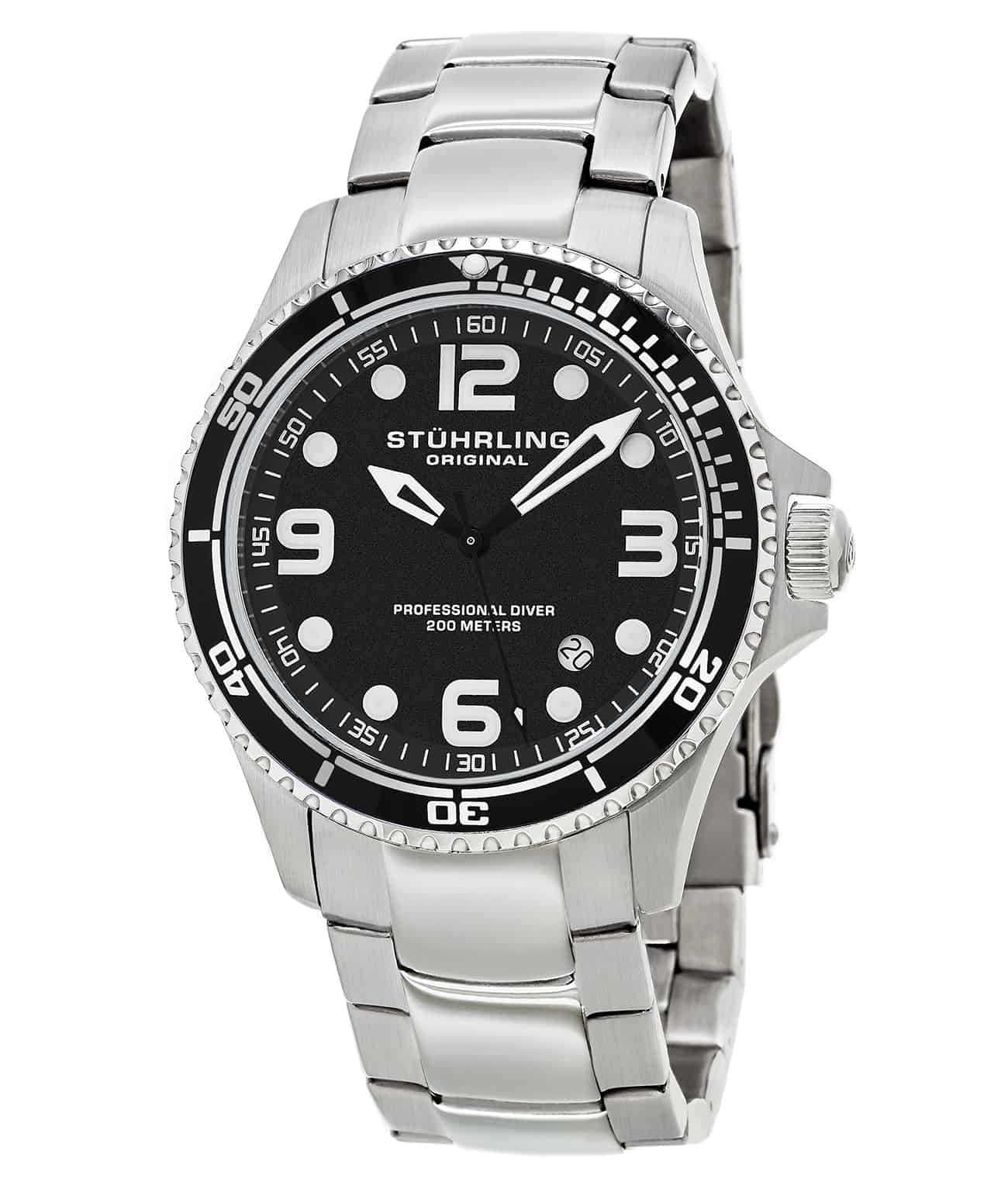 Black Dial / Silver Case / Silver Stainless Steel Bracelet Deployant Buckle