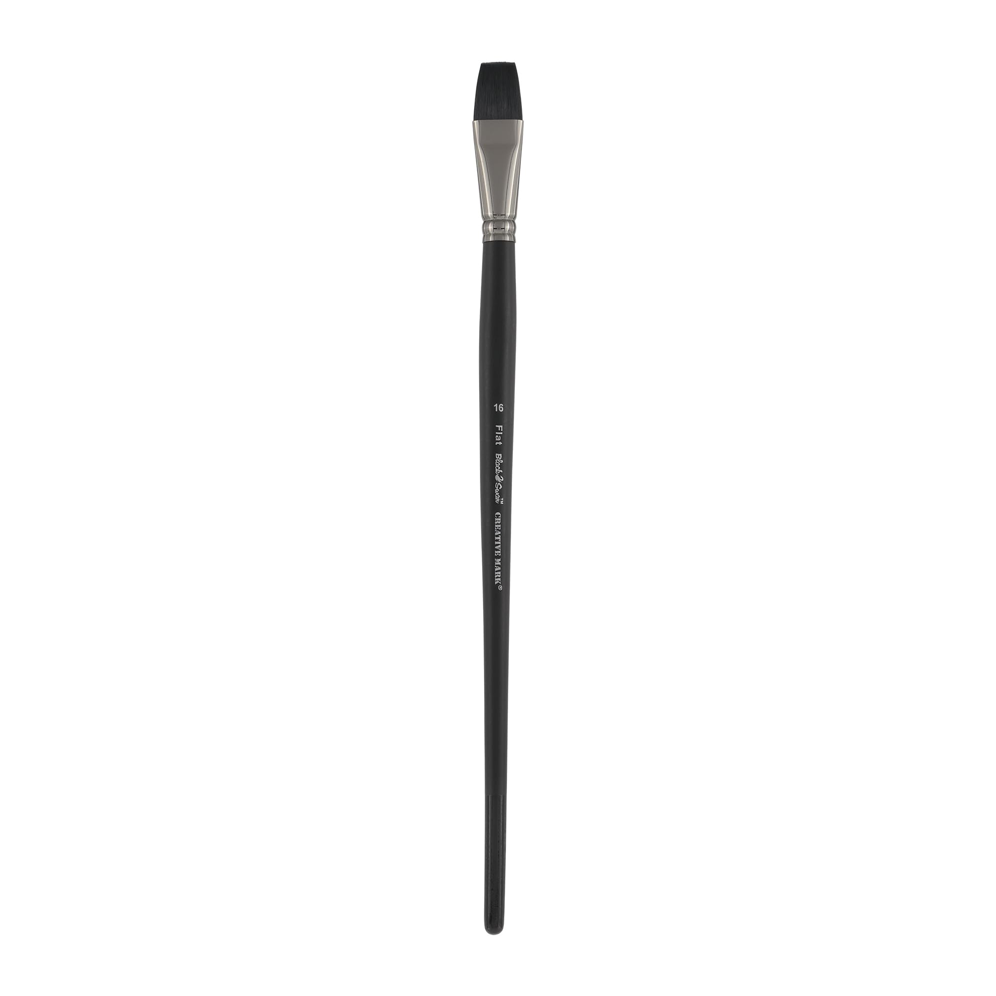 Black Swan Synthetic Red Sable Flat Paint Brush Size #16 - Professional Artist Brush for Oil, Acrylic & Heavy Body Media - Long Handle Paintbrush for Beginners to Professionals - Perfect for Canvas Painting, Wall Art & DIY Projects