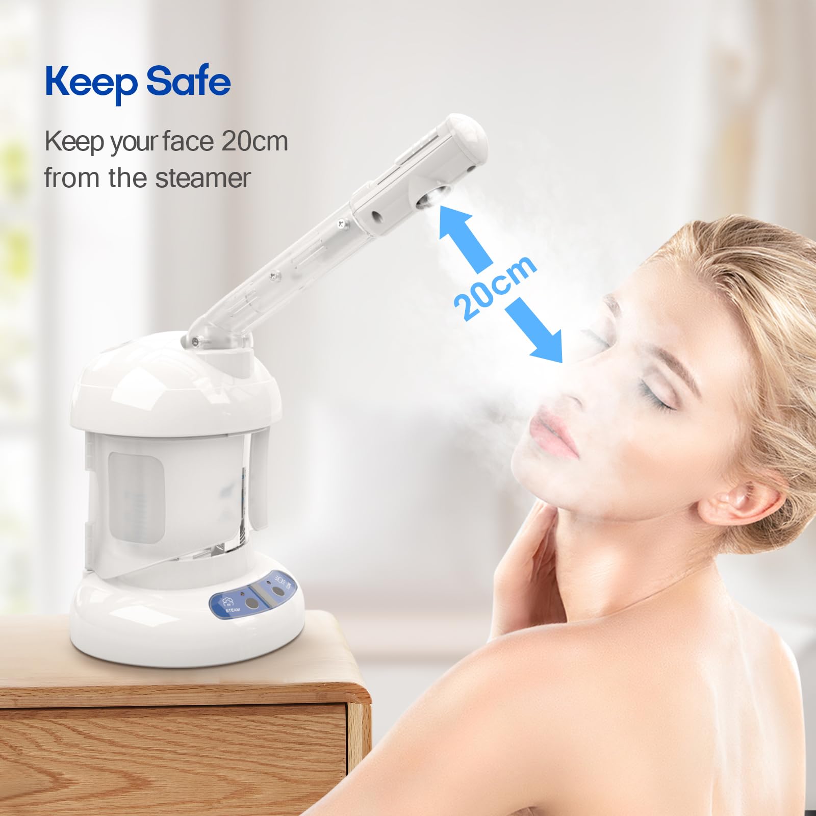 Kingsteam Professional Ozone Facial Steamer for Skin Care - Deep Cleaning Face Steamer with Sauna Spa Function, Removes Blackheads & Opens Pores, White | Perfect for At-Home Spa Treatments & Salon Quality Skincare