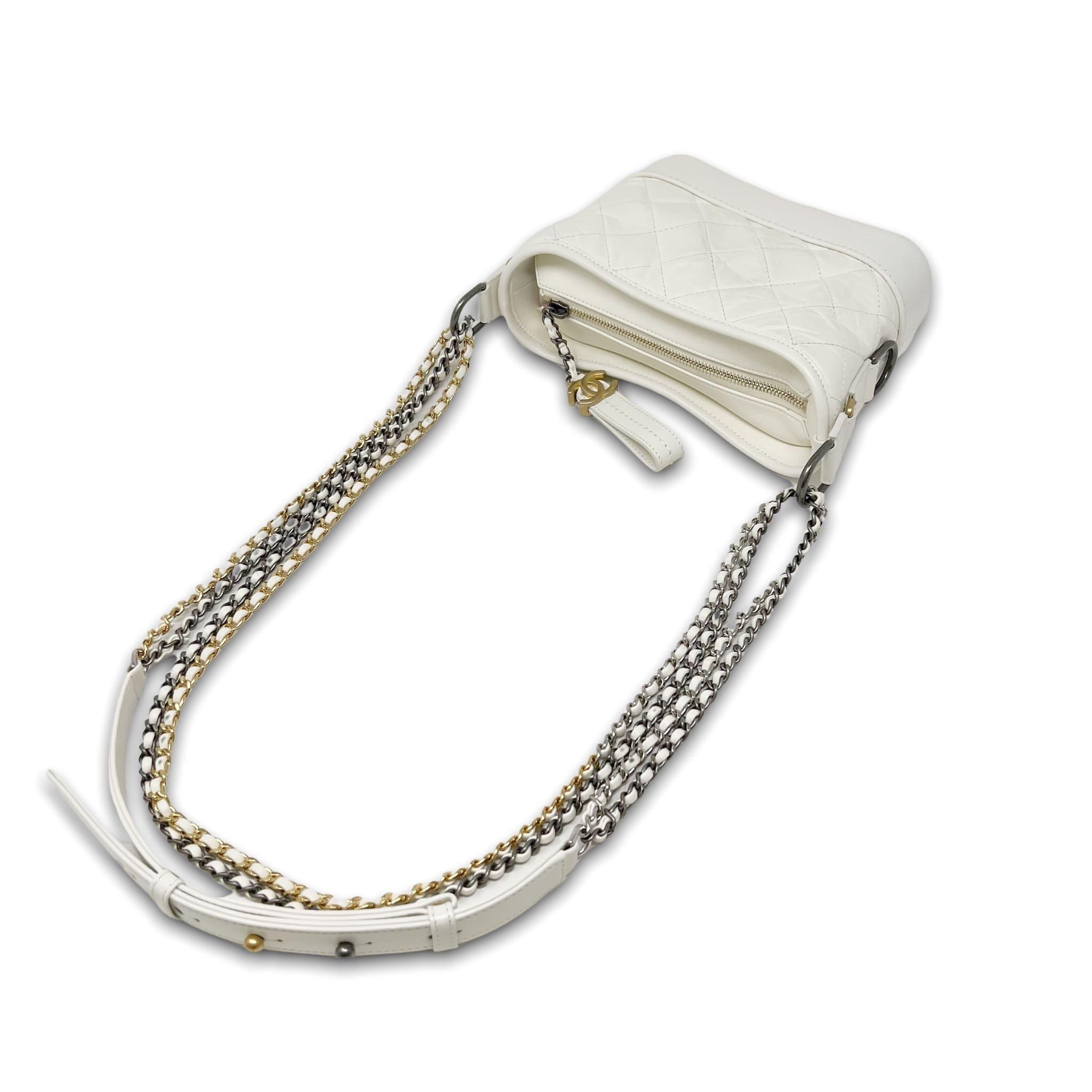 Chanel White Aged Calfskin Small Gabrielle Bag - Luxury Designer Handbag for Women, Perfect for Parties & Evening Events